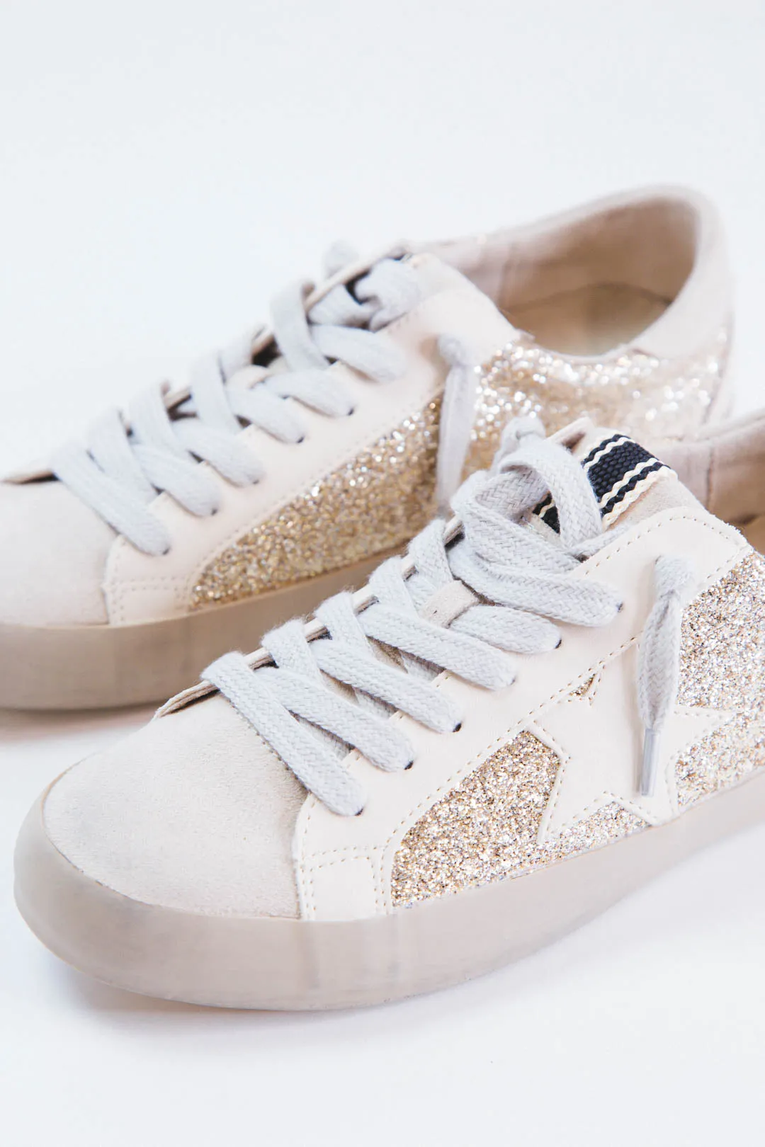 Paula Lace Up Star Sneaker, Gold Glitter sold by North & Main Clothing Company product image thumbnail 3