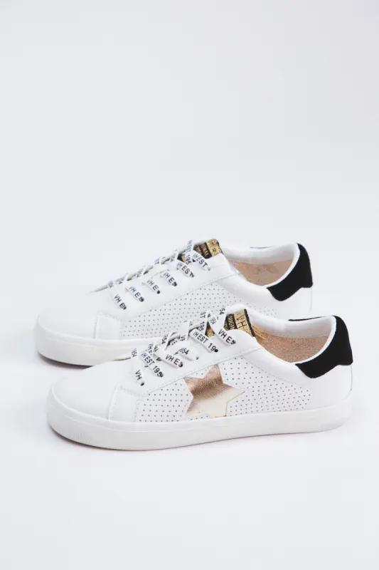 Gadol Distressed Star Sneaker, White Gold Multi | Vintage Havana sold by North & Main Clothing Company