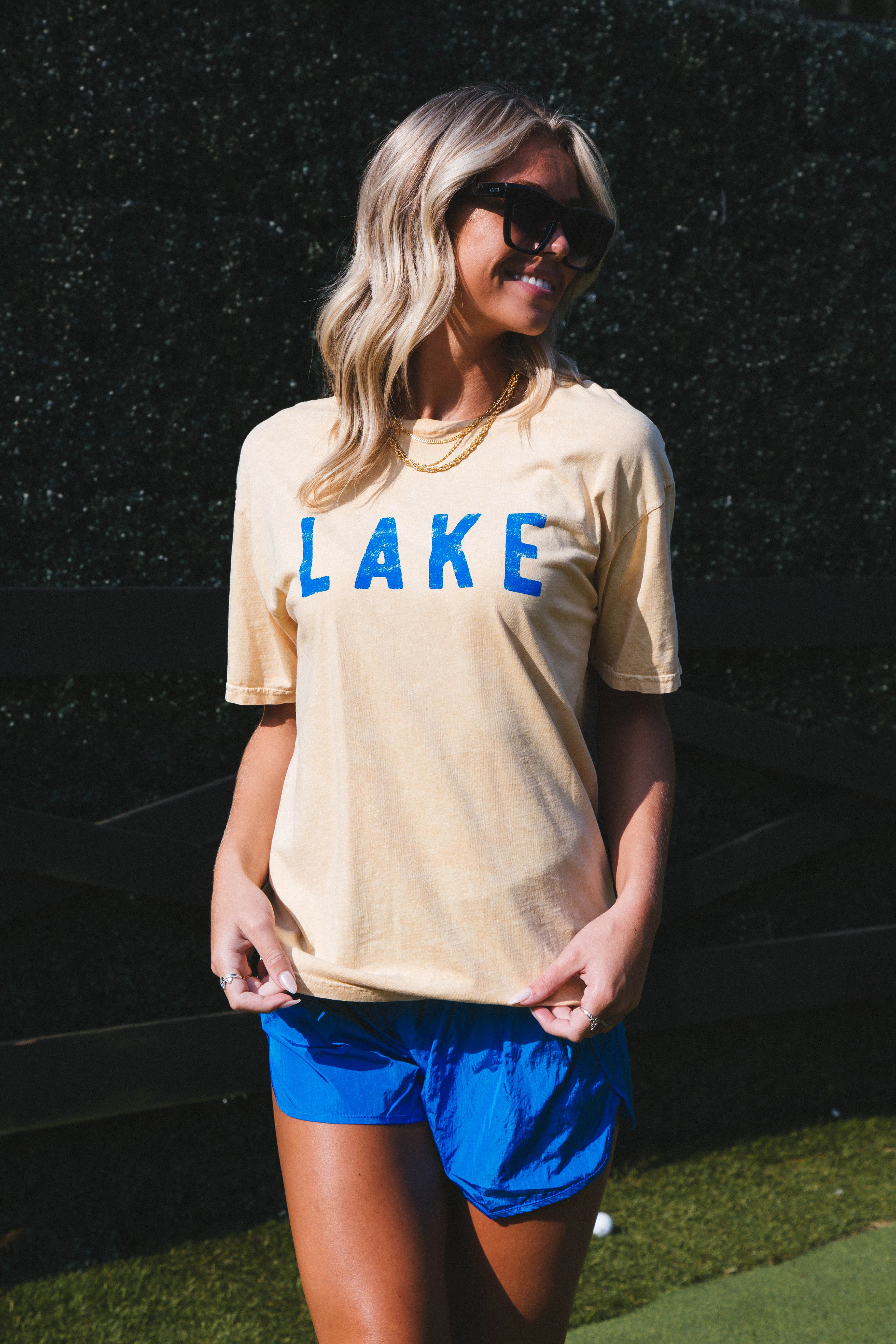 Lake Graphic Tee, Golden sold by North & Main Clothing Company