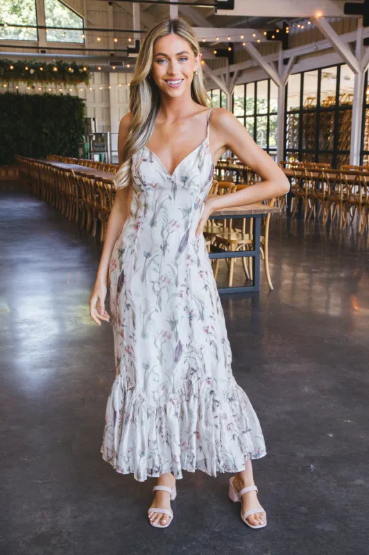 Kaia Fishtail Hem Midi Dress, Blush Multi sold by North & Main Clothing Company