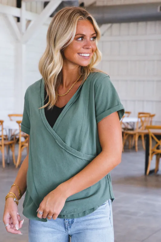 Wonderful Wrap Silhouette Top, Sage sold by North & Main Clothing Company