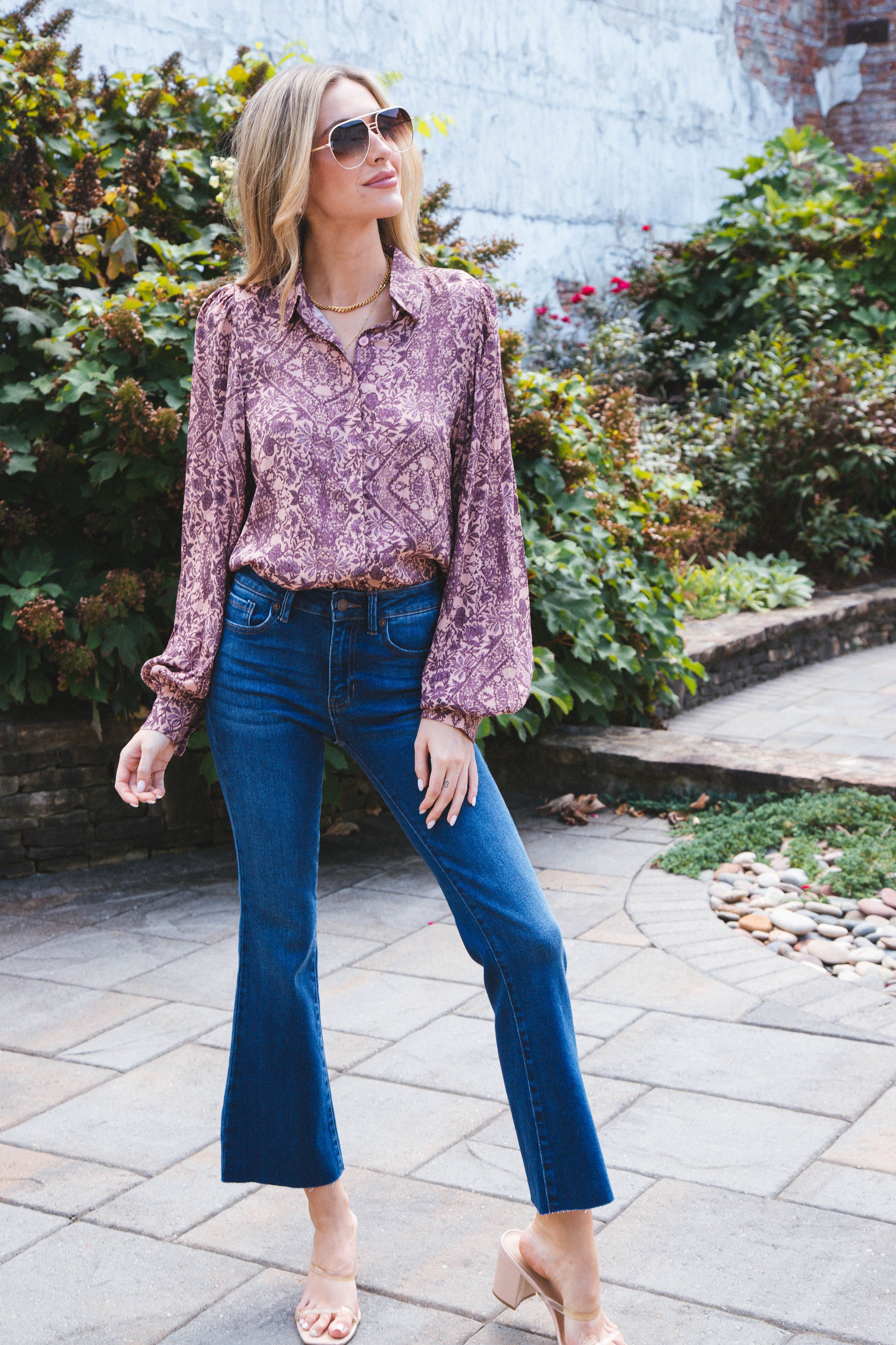 Catey Printed Top, Mauve Purple sold by North & Main Clothing Company product image thumbnail 4