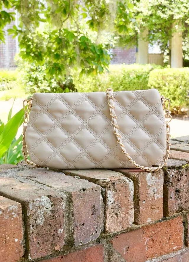 Livi Quilted Small Crossbody, Taupe sold by North & Main Clothing Company product image thumbnail 3