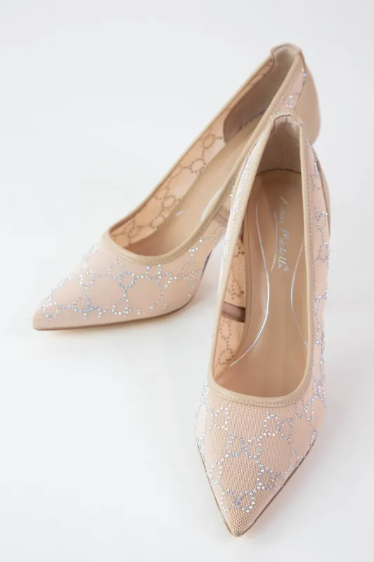 Flora Mesh Rhinestone Pump, Nude made by North & Main Clothing Company