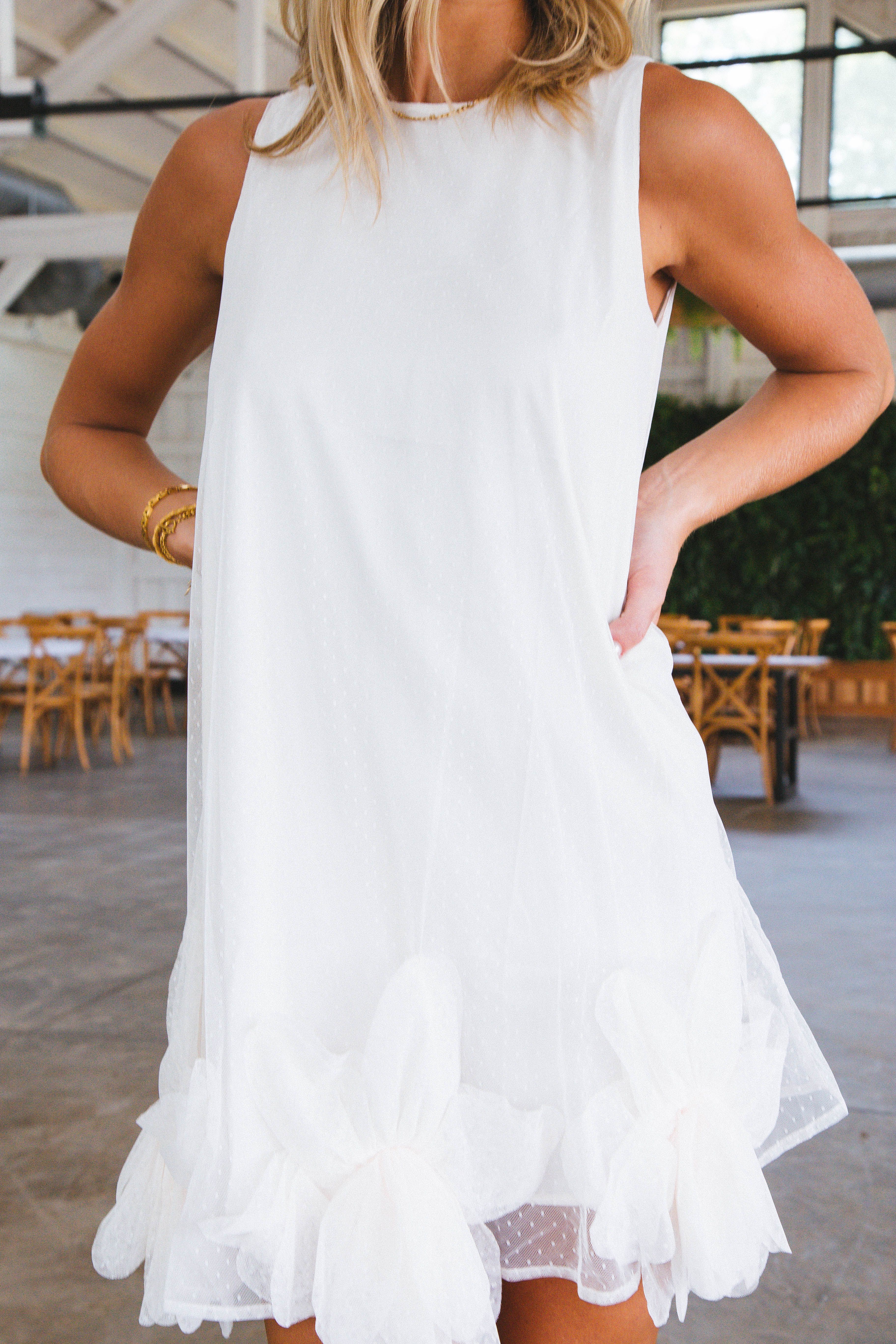 Swiss Dot Flower Dress, Cream sold by North & Main Clothing Company product image thumbnail 4