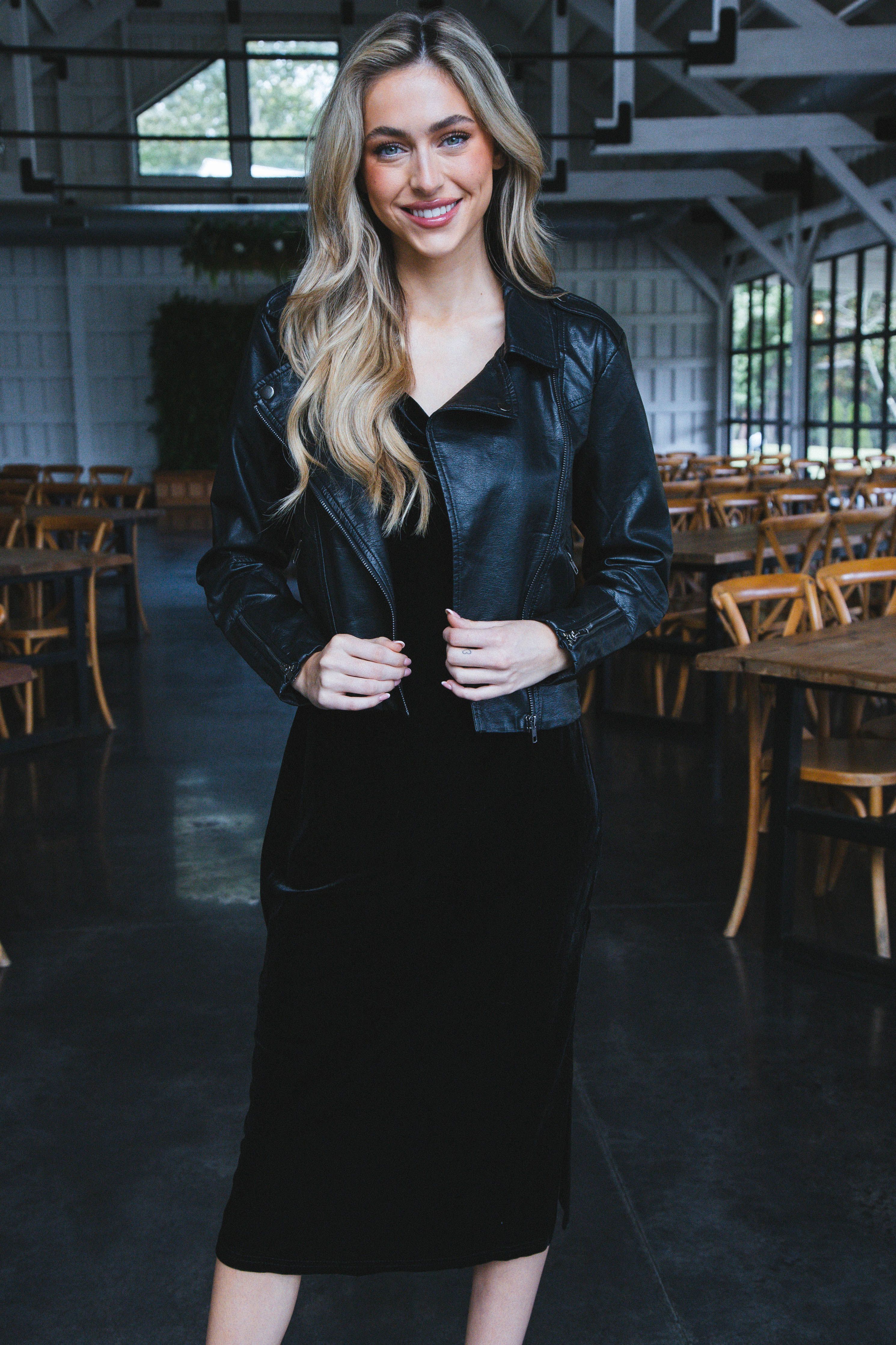 Rosalee Velvet Cowl Neck Midi Dress, Black sold by North & Main Clothing Company product image thumbnail 5