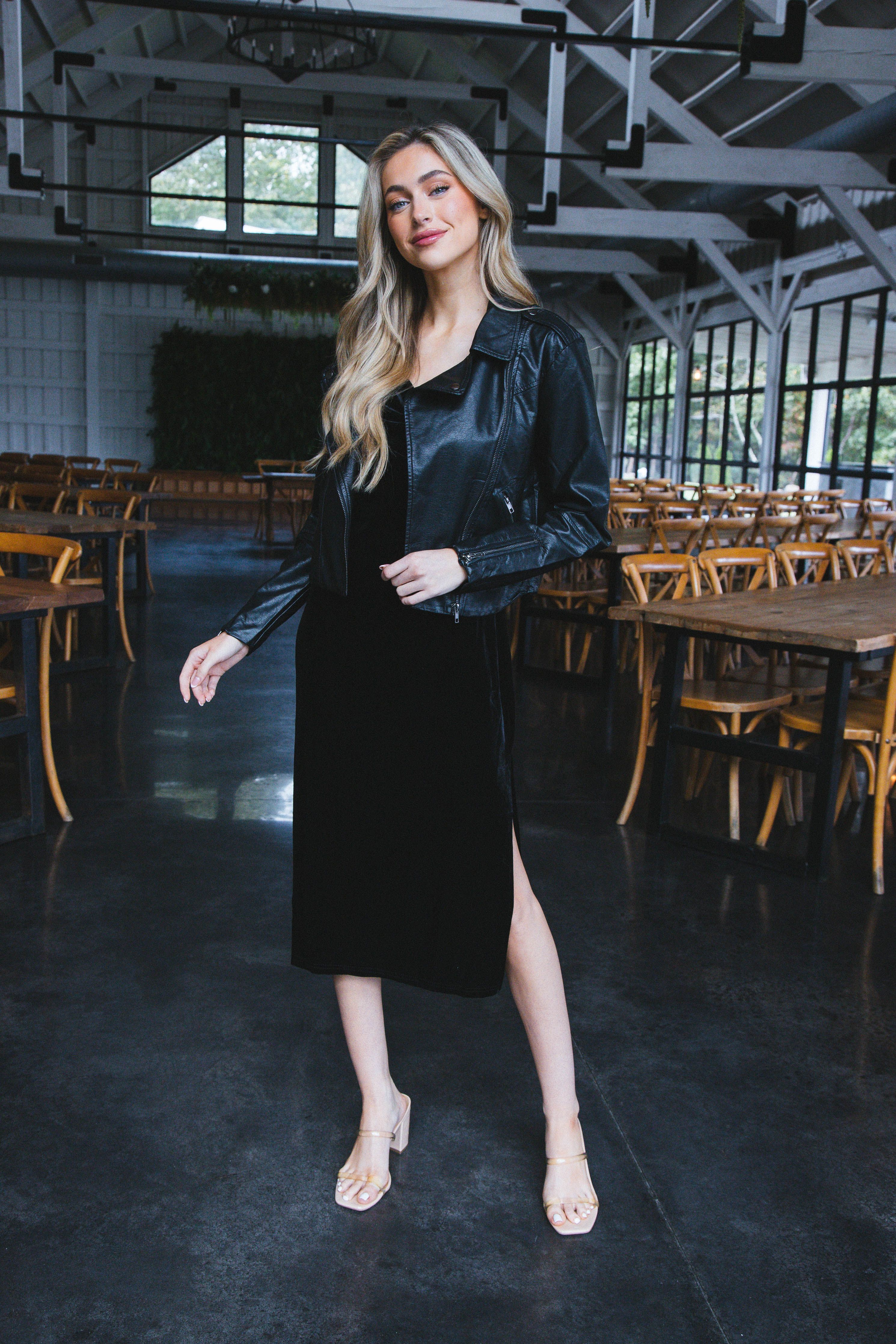 Rosalee Velvet Cowl Neck Midi Dress, Black sold by North & Main Clothing Company product image thumbnail 3