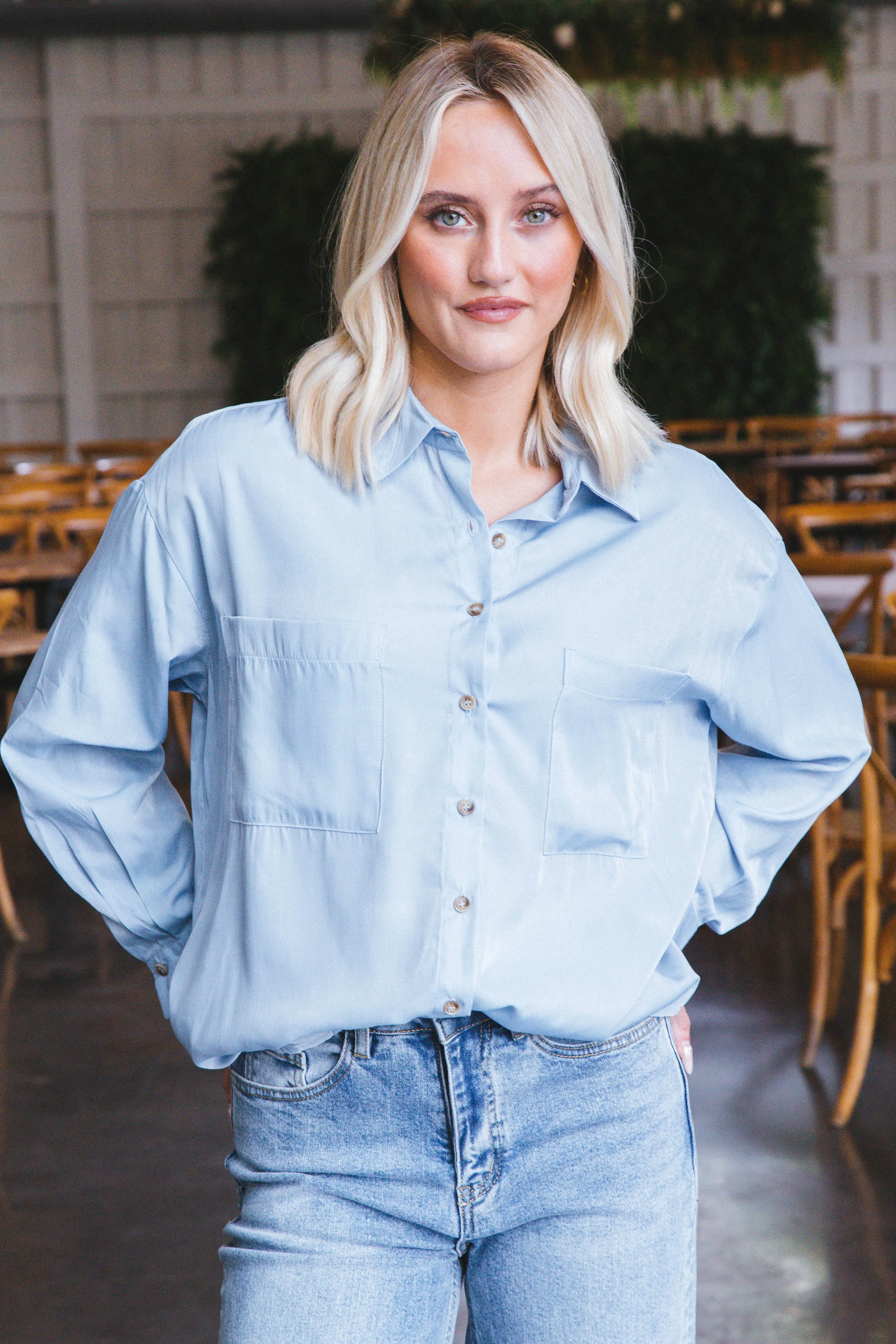 Reese Oversized Button Down Shirt, Chambray sold by North & Main Clothing Company product image thumbnail 3
