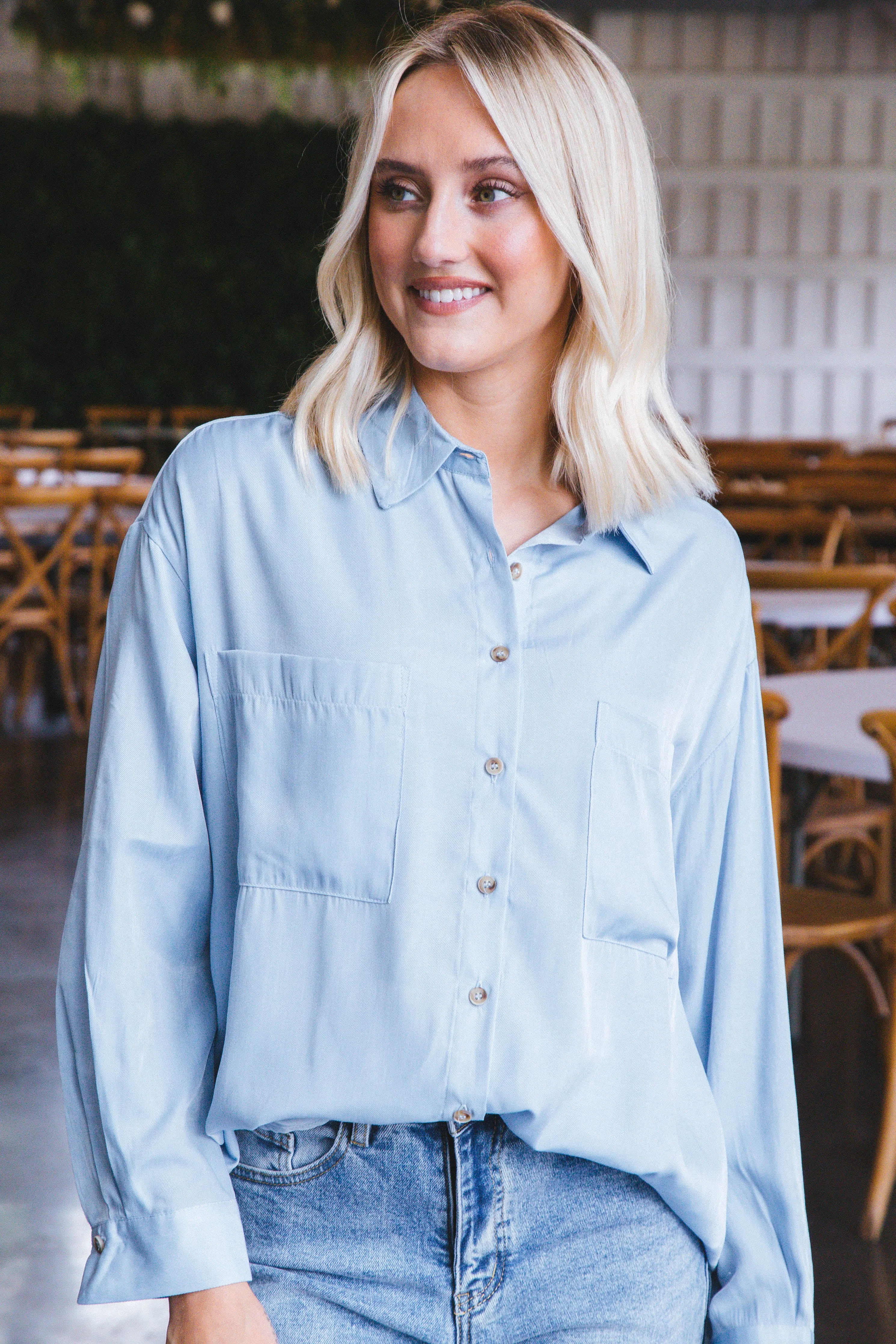 Reese Oversized Button Down Shirt, Chambray sold by North & Main Clothing Company product image thumbnail 2