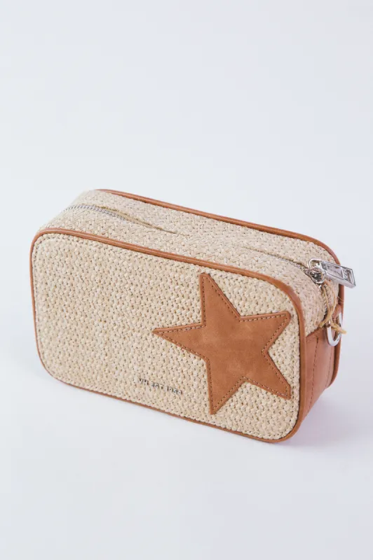 Mini Meme Crossbody Handbag, Camel Raffia | Vintage Havana sold by North & Main Clothing Company