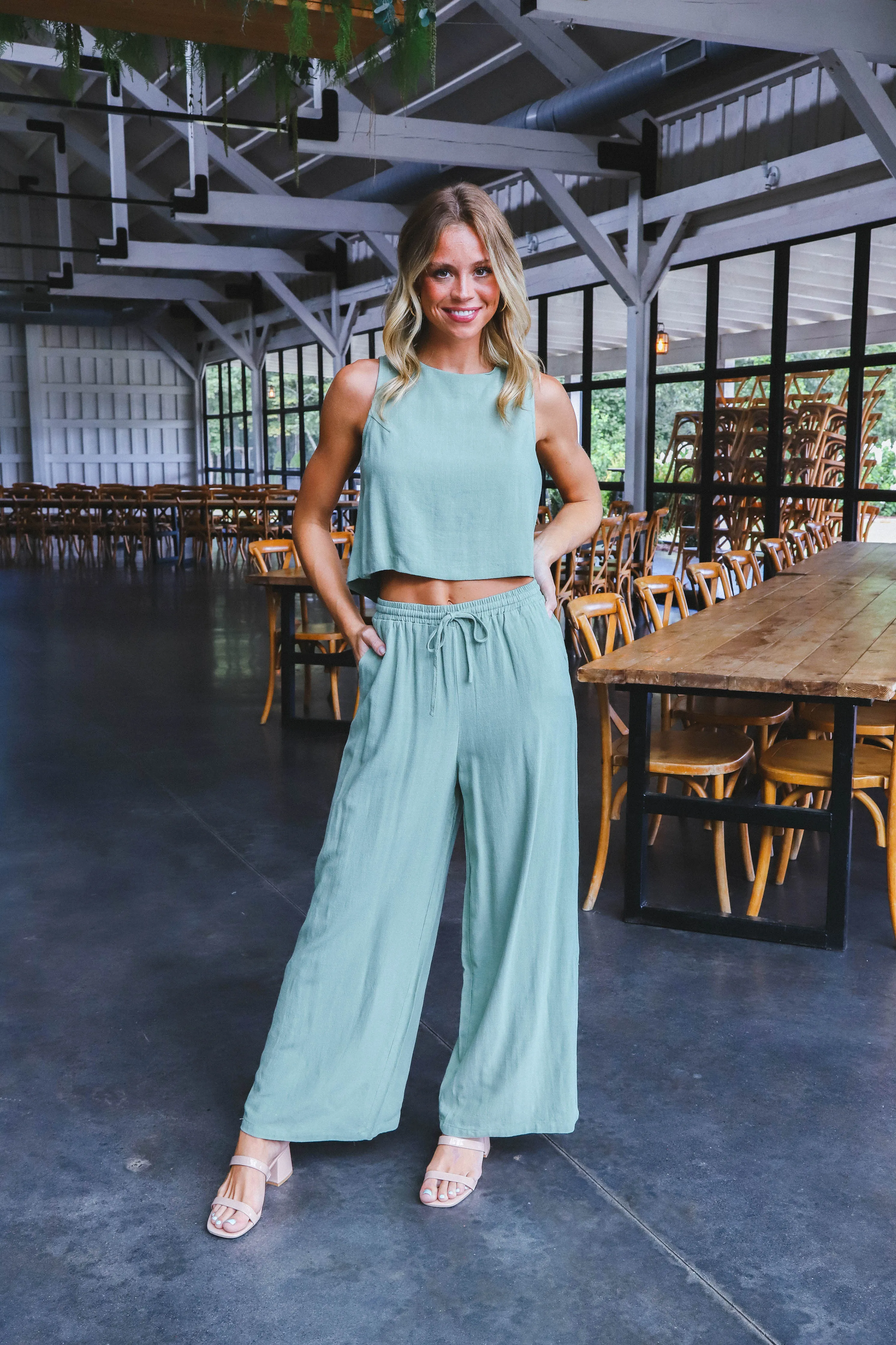 Sugarloaf Linen Tank, Sage | Sadie & Sage sold by North & Main Clothing Company product image thumbnail 5