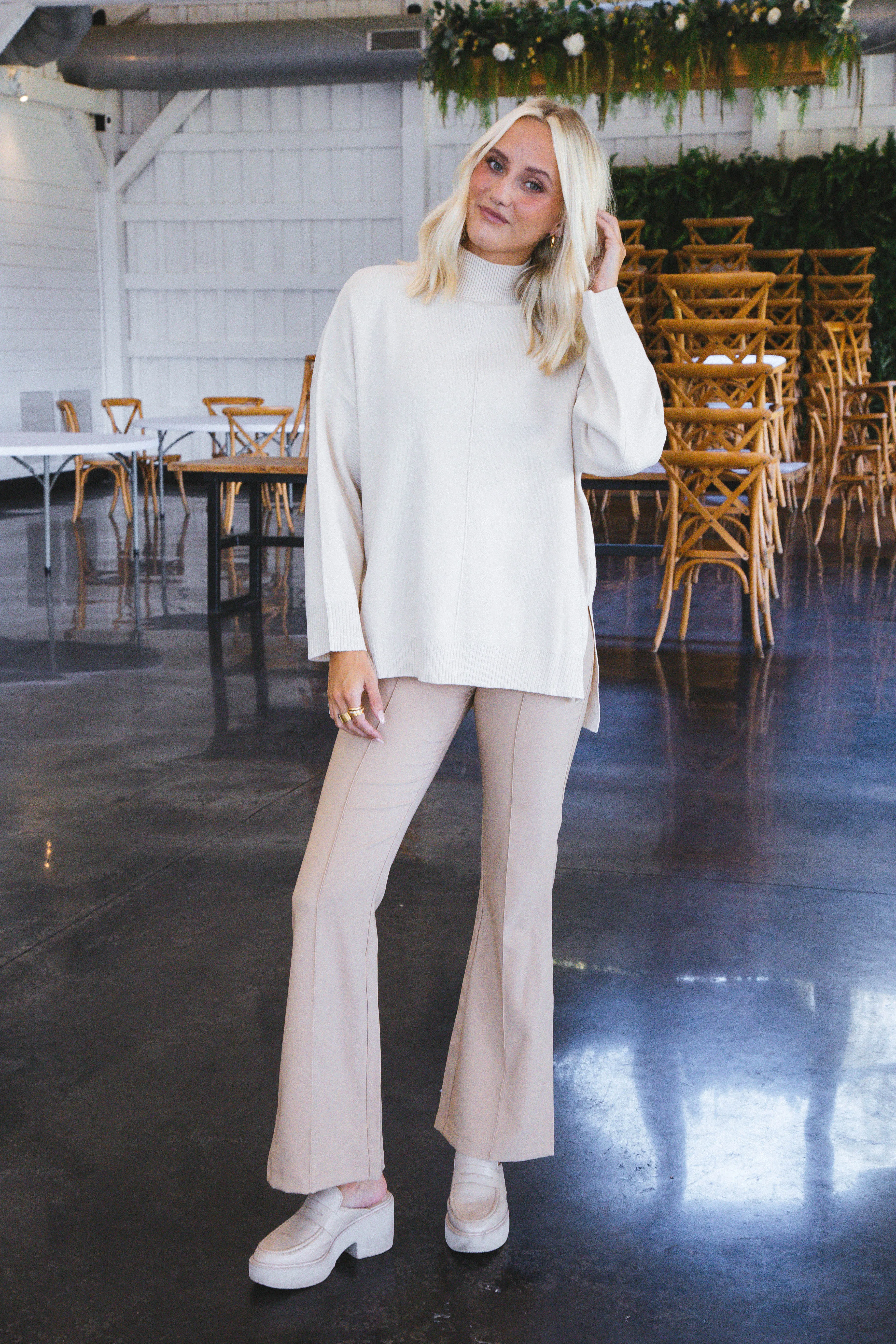 Cora Mock Neck Knit Sweater, Cream sold by North & Main Clothing Company product image thumbnail 2