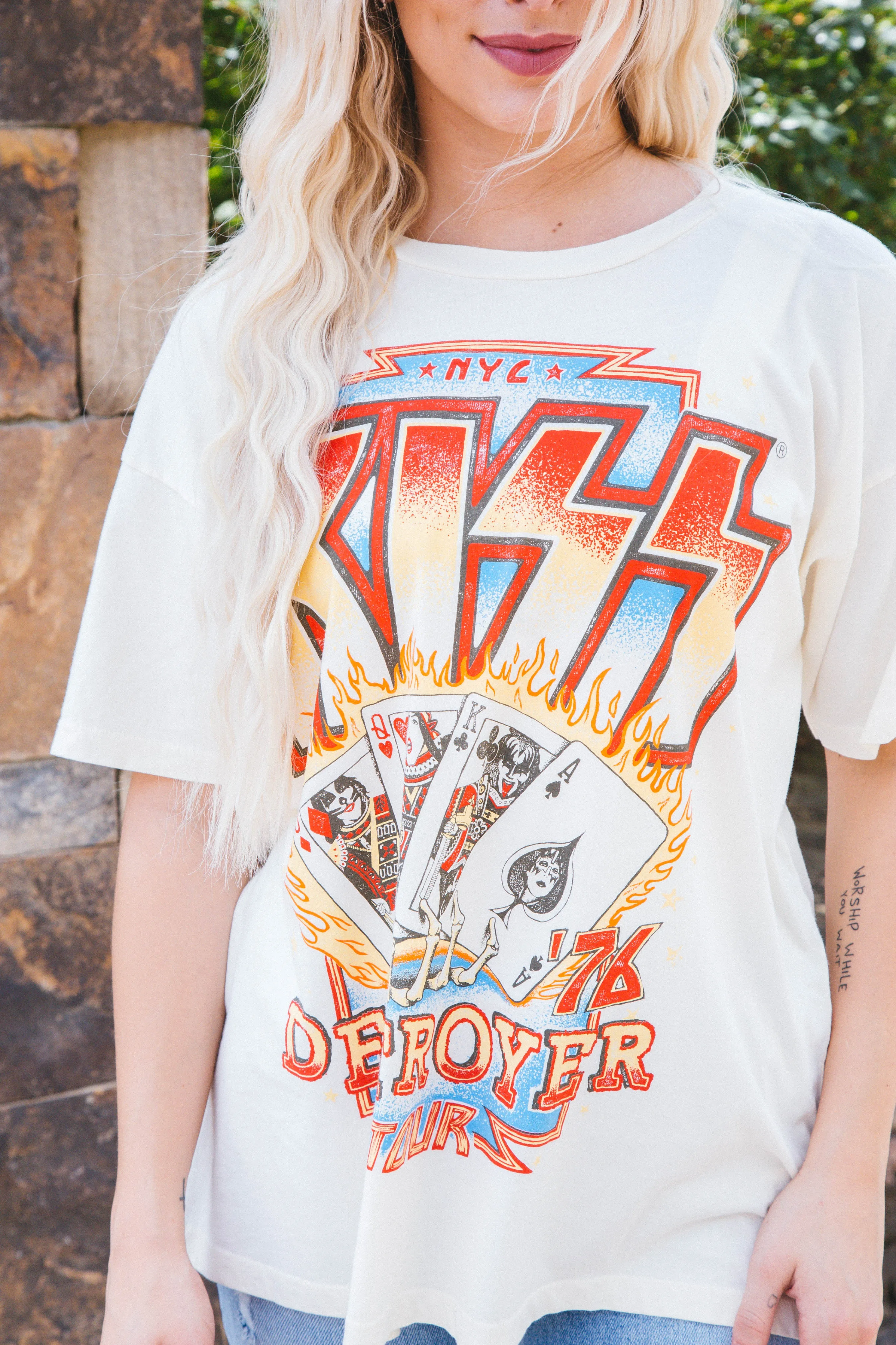 Kiss Destroyer Tour 76 Merch Tee, Stone Vintage | Daydreamer sold by North & Main Clothing Company product image thumbnail 2