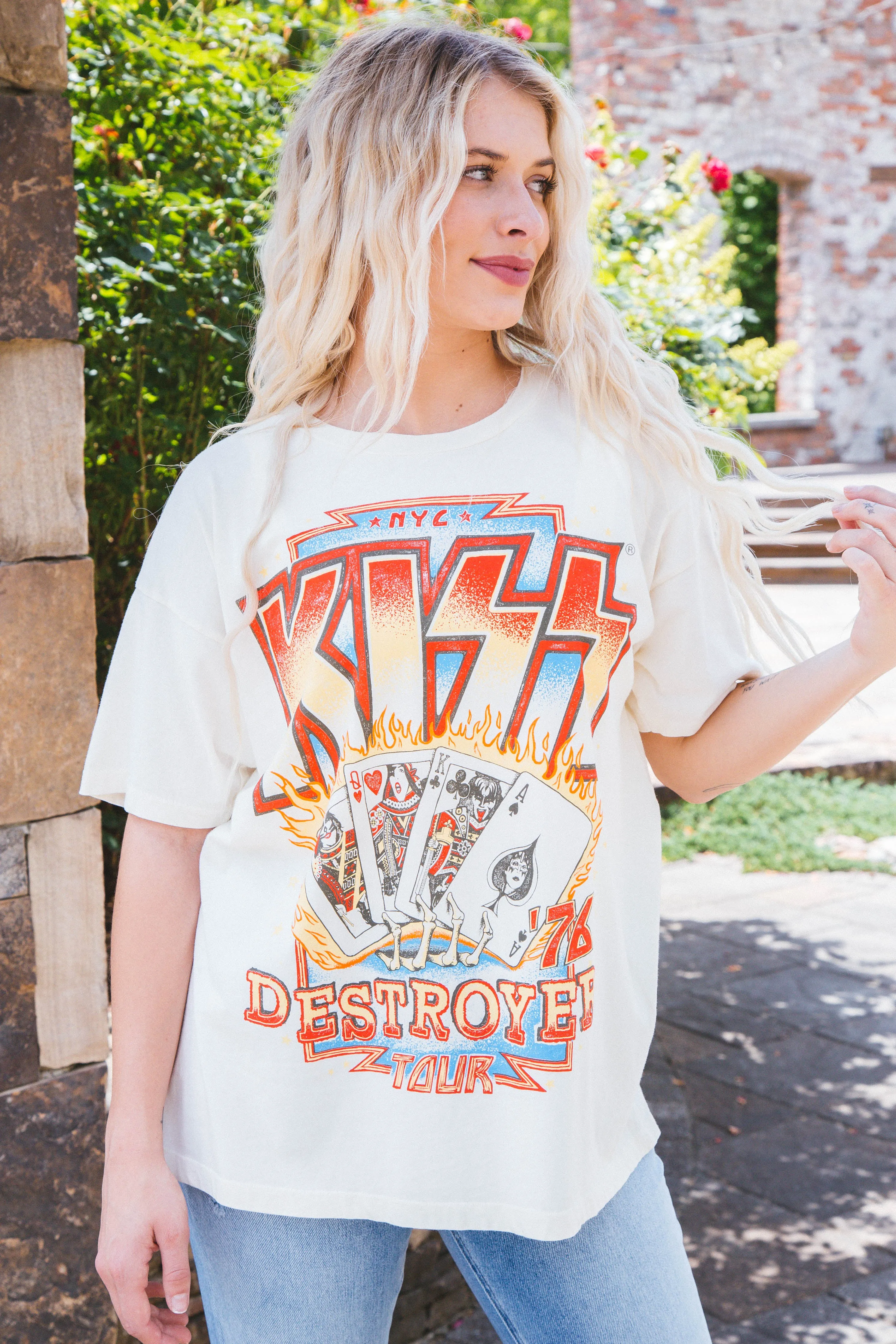 Kiss Destroyer Tour 76 Merch Tee, Stone Vintage | Daydreamer sold by North & Main Clothing Company product image thumbnail 4