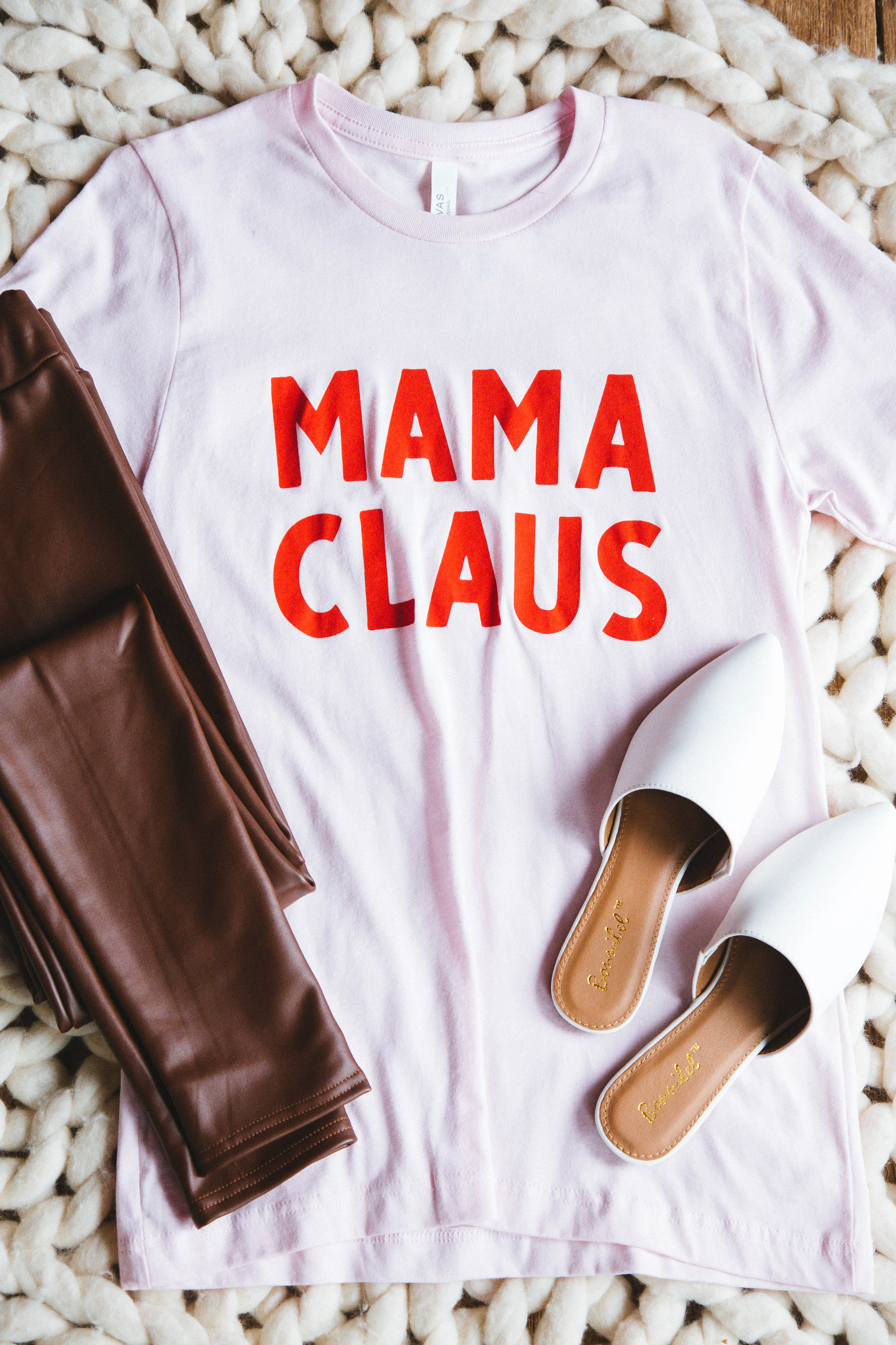 Mama Claus Graphic Tee, Light Pink sold by North & Main Clothing Company