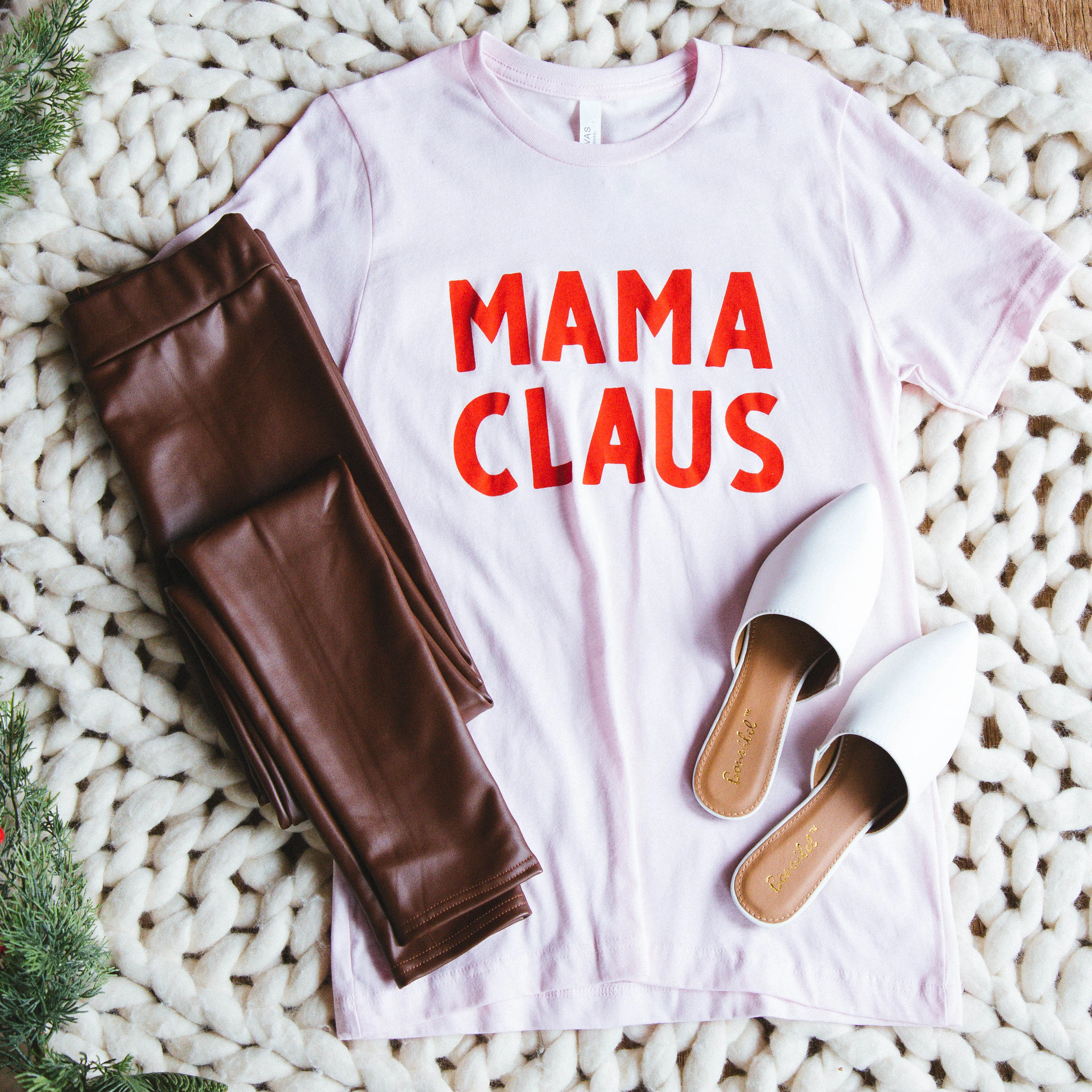 Mama Claus Graphic Tee, Light Pink sold by North & Main Clothing Company product image thumbnail 3
