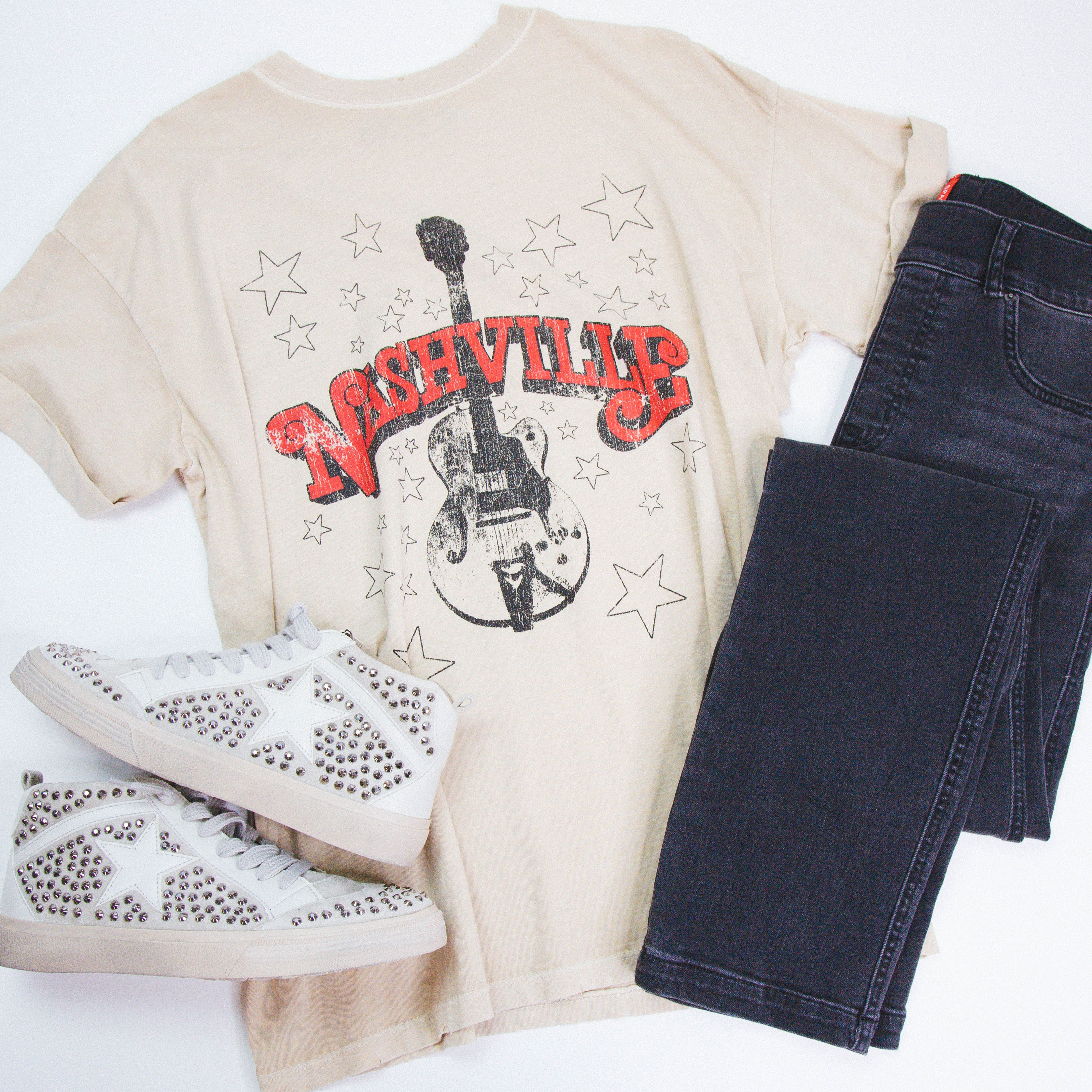Nashville Guitar Tee, Sand | Girl Dangerous sold by North & Main Clothing Company product image thumbnail 2