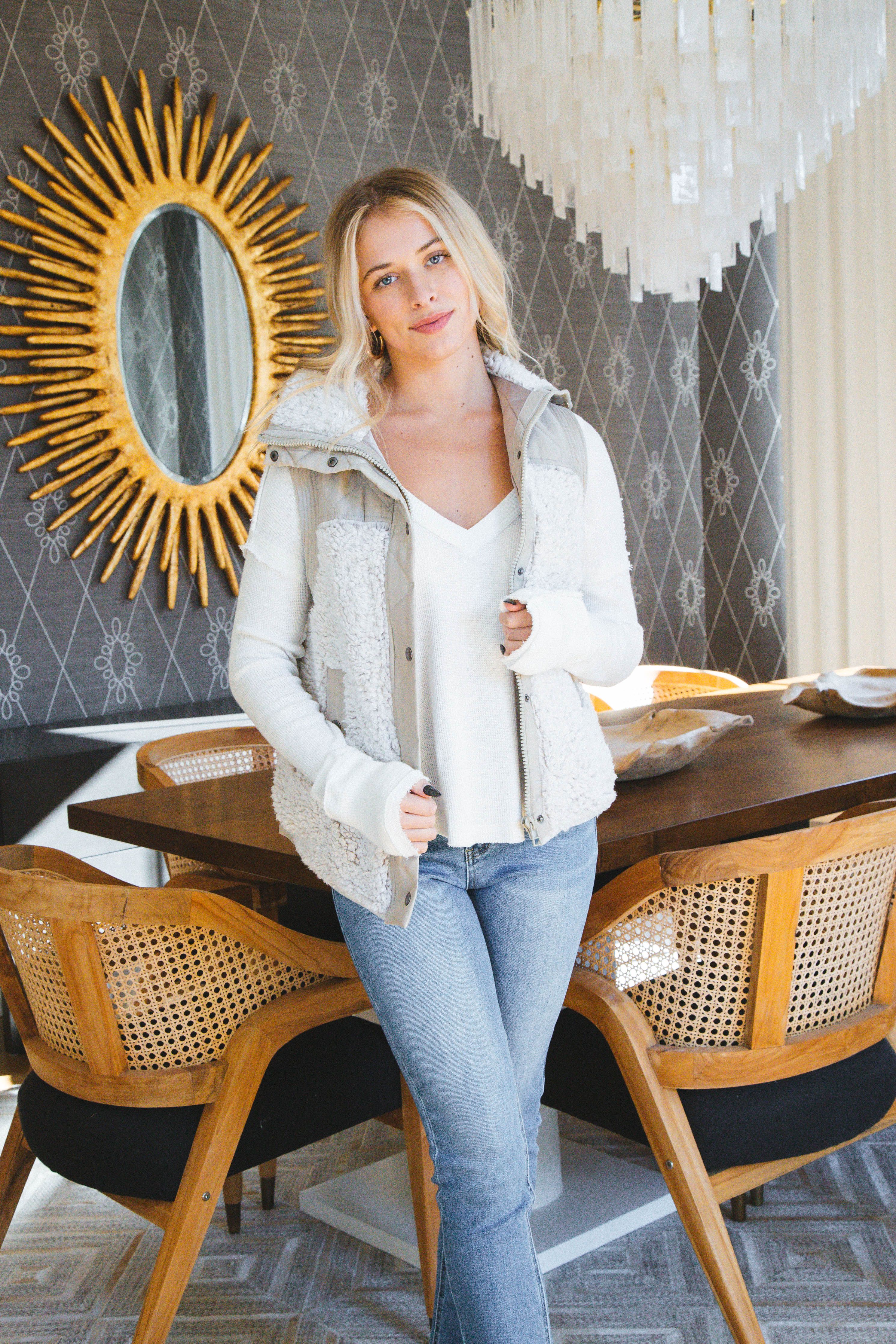 Angel Eyes Quilted Sherpa Vest | Blank NYC sold by North & Main Clothing Company product image thumbnail 2