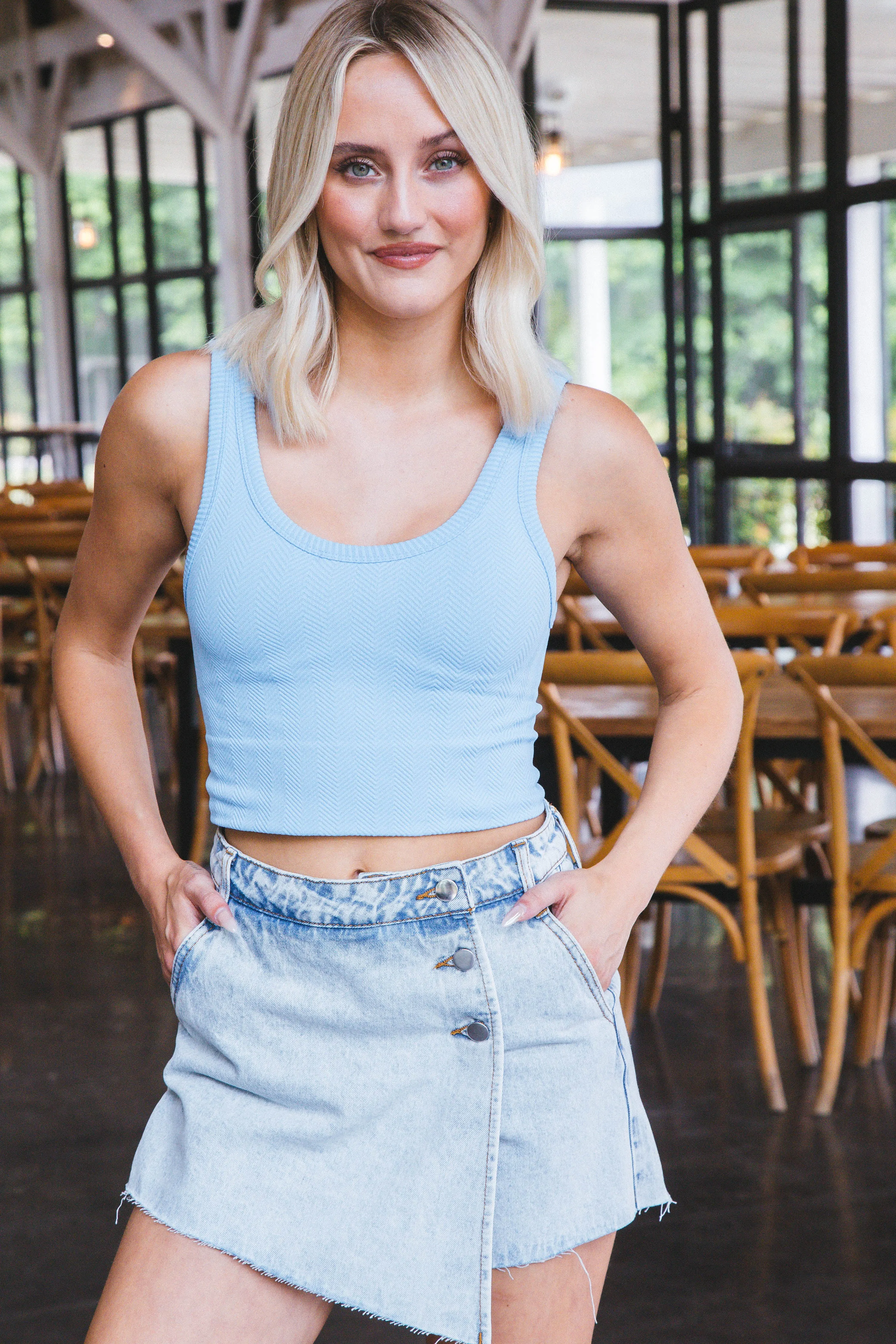Esther Sleeveless Crop Top, Sky sold by North & Main Clothing Company product image thumbnail 3