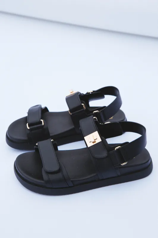 Cobber Flatform Sandal, Black PU sold by North & Main Clothing Company