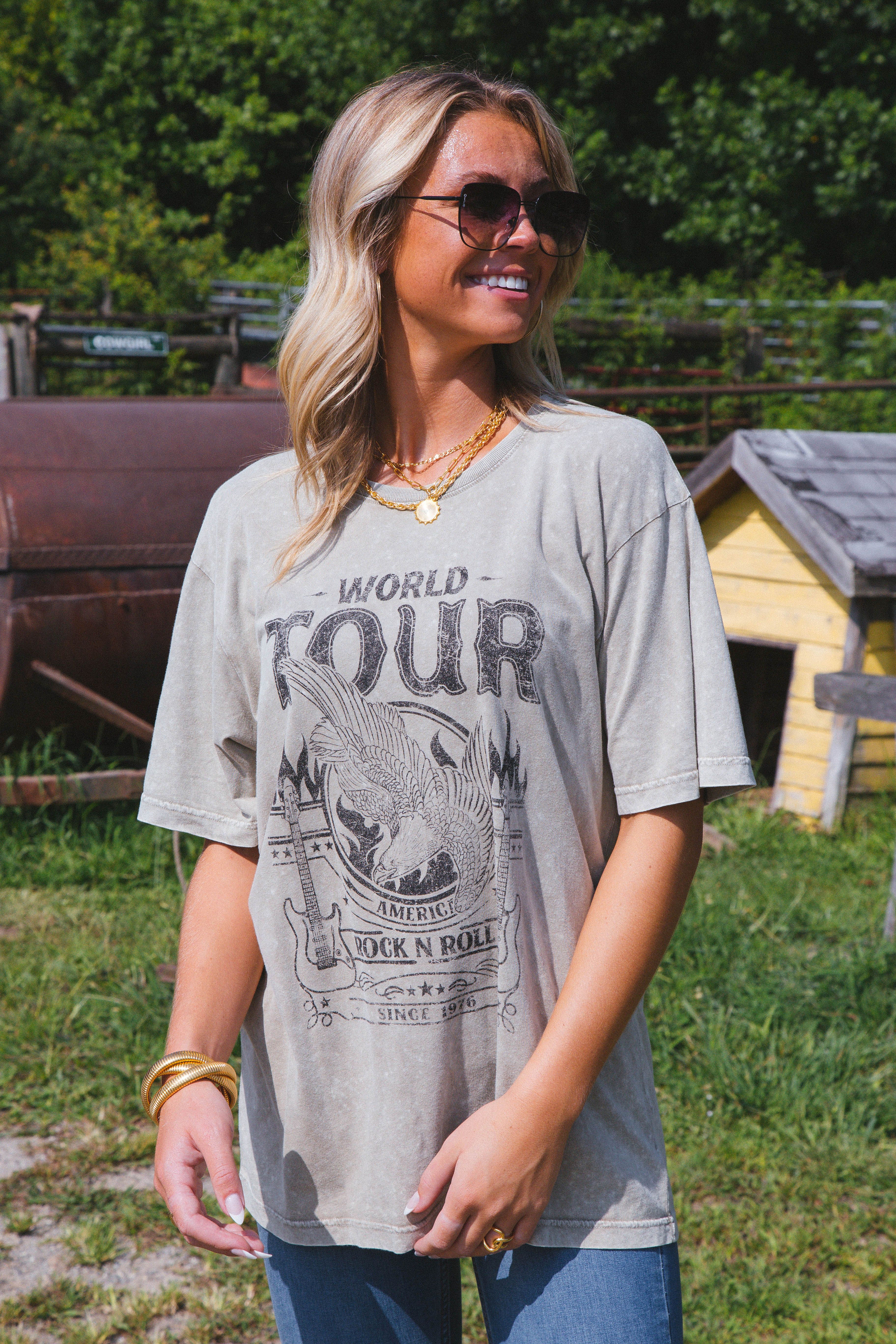 World Tour Rock N Roll Since 1976 Graphic Tee, Mocha sold by North & Main Clothing Company product image thumbnail 5