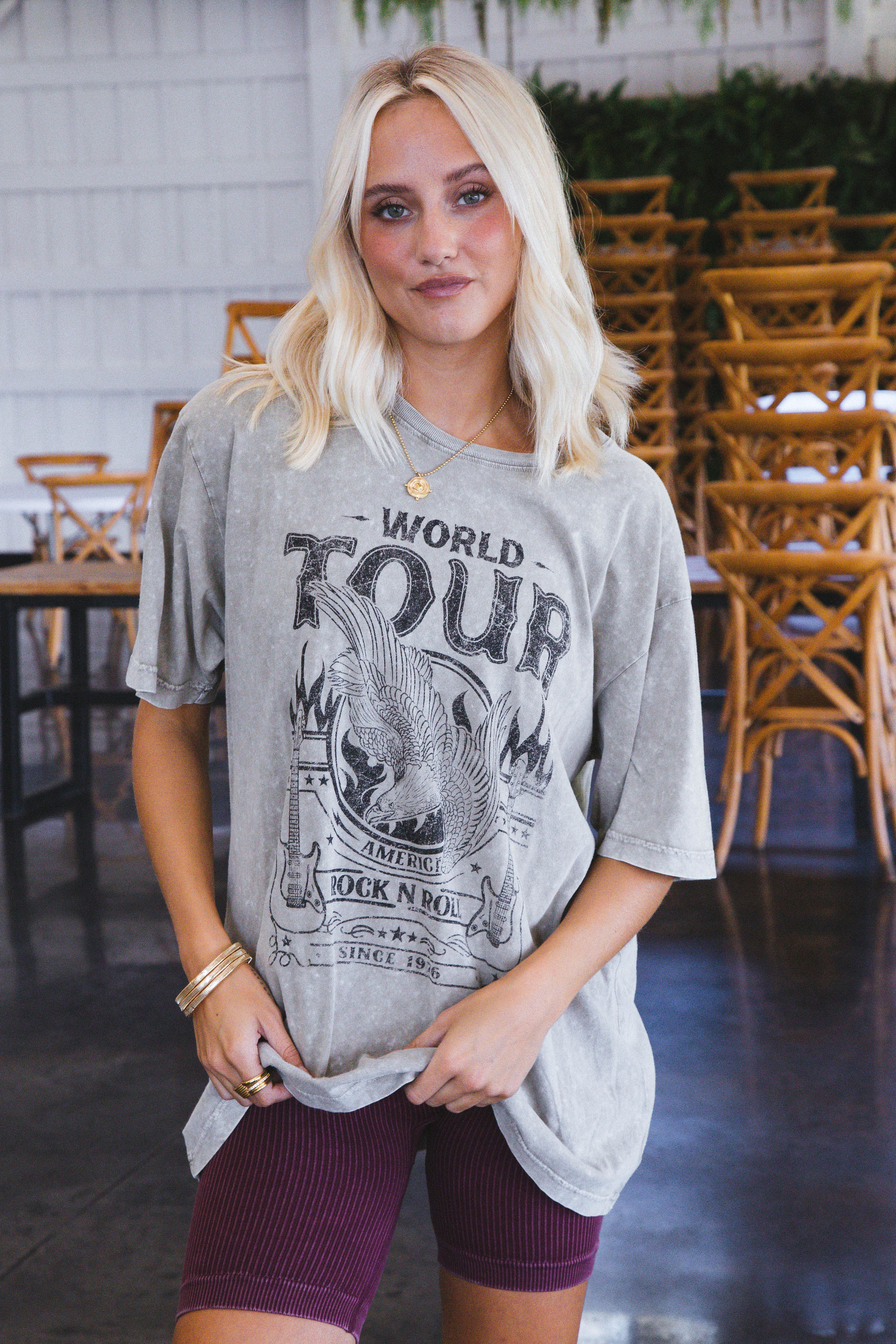 World Tour Rock N Roll Since 1976 Graphic Tee, Mocha sold by North & Main Clothing Company
