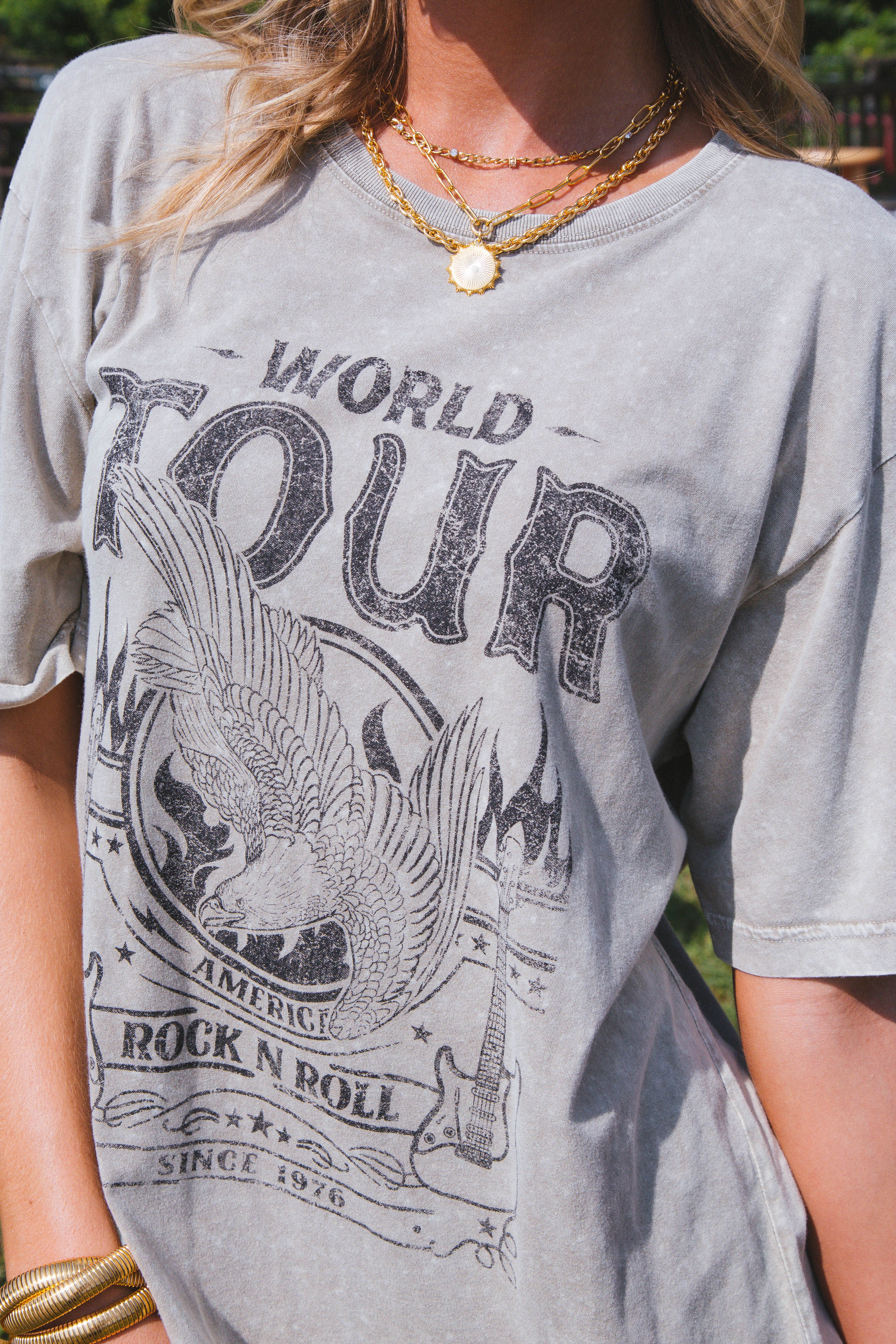 World Tour Rock N Roll Since 1976 Graphic Tee, Mocha sold by North & Main Clothing Company product image thumbnail 4