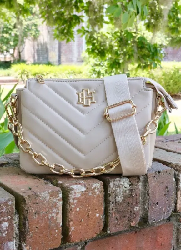 Jace V-Quilted Crossbody, Nude made by North & Main Clothing Company