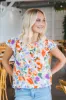 Khloe Flutter Sleeve Blouse, Red Multi sold by North & Main Clothing Company