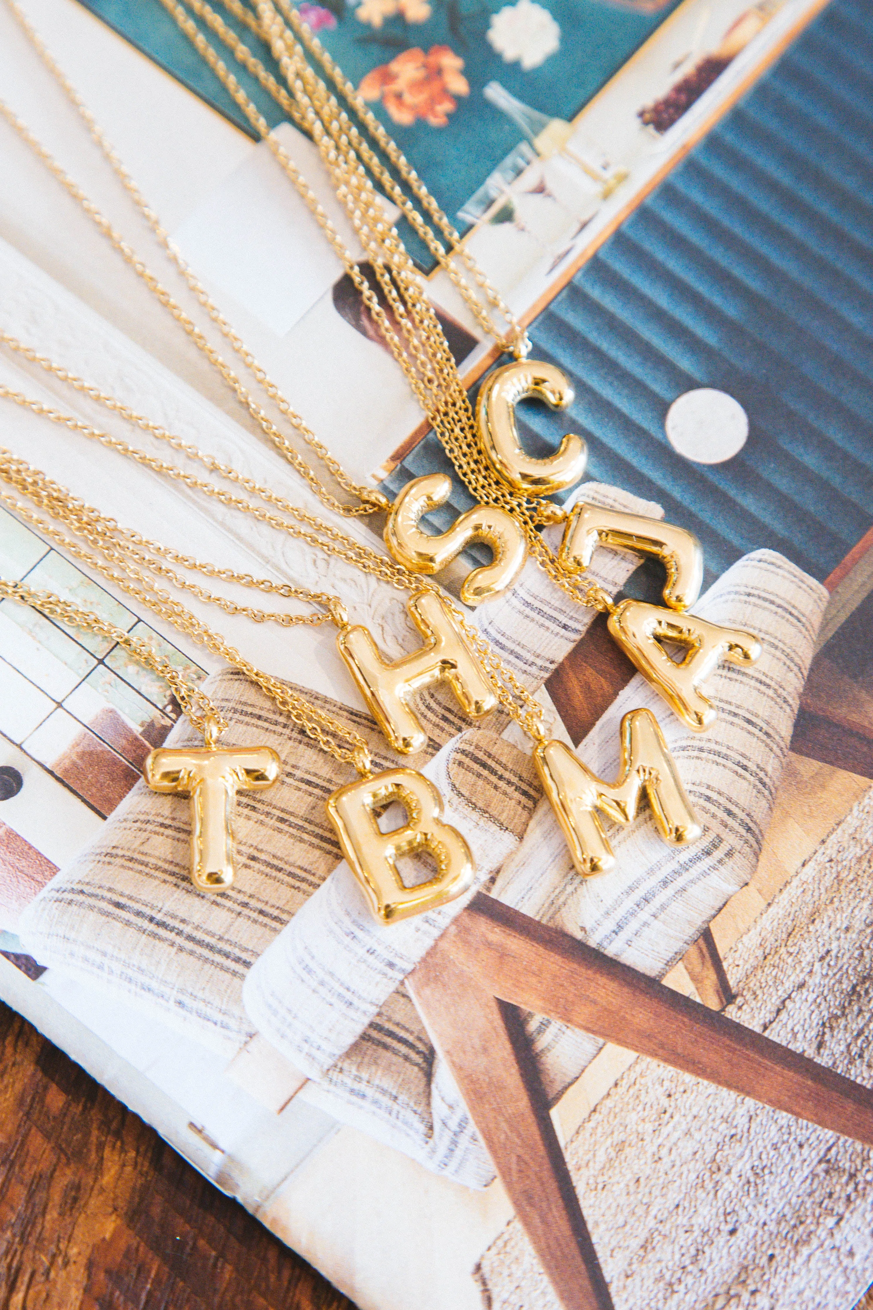 Bubble Shape Initial Necklace, Gold sold by North & Main Clothing Company