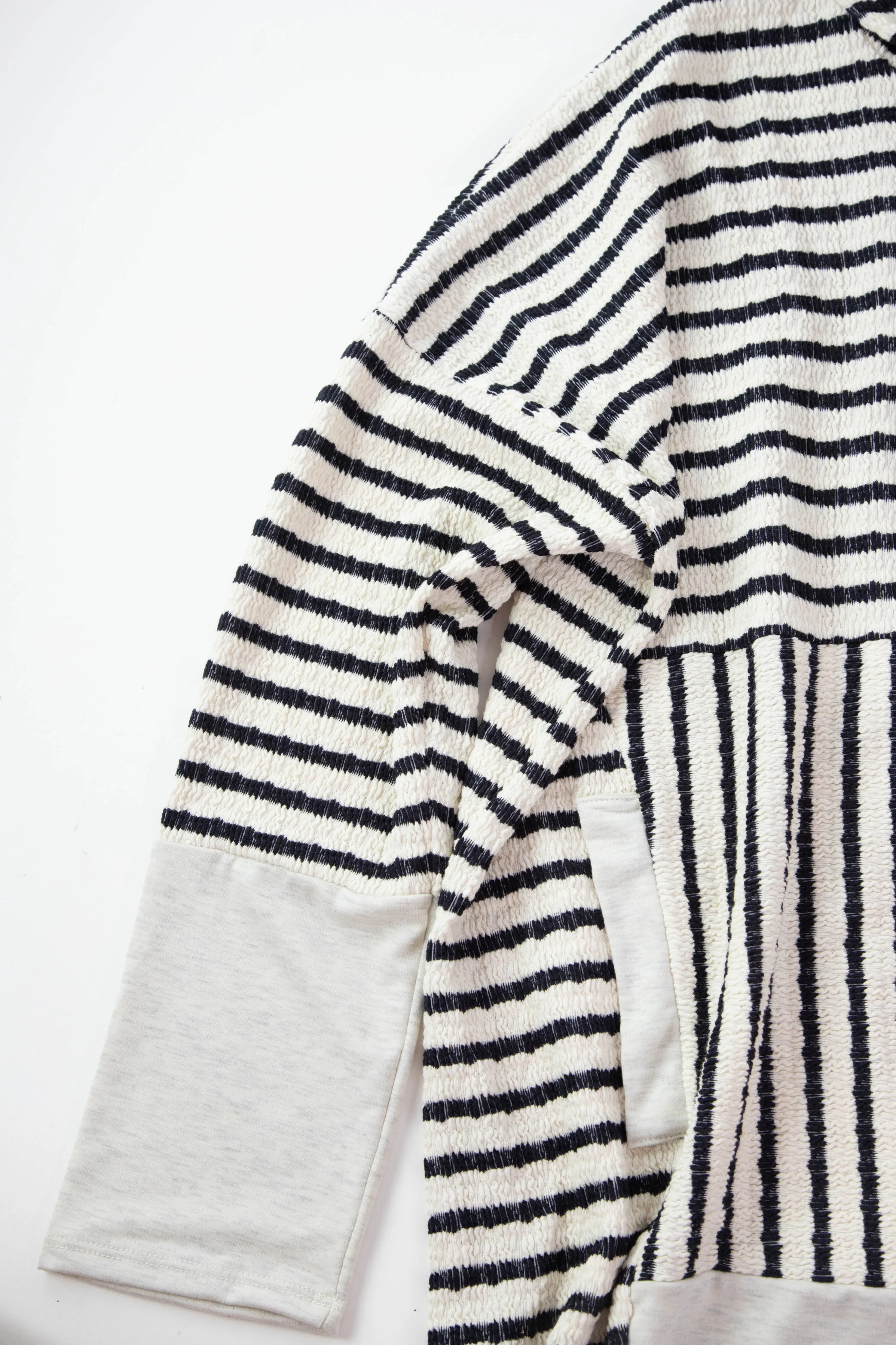 Amalia Stripe Contrast Hoodie, Cream/Black | Extended Sizes sold by North & Main Clothing Company product image thumbnail 2