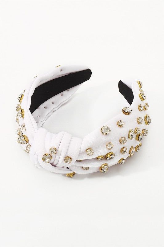 Poppy Rhinestone Knot Headband, White sold by North & Main Clothing Company product image thumbnail 2