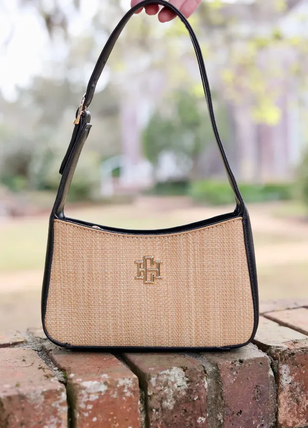Jude Straw Shoulder Bag, Black sold by North & Main Clothing Company