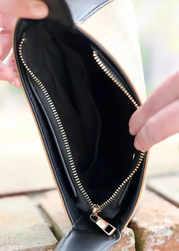 Jude Straw Shoulder Bag, Black sold by North & Main Clothing Company product image thumbnail 3