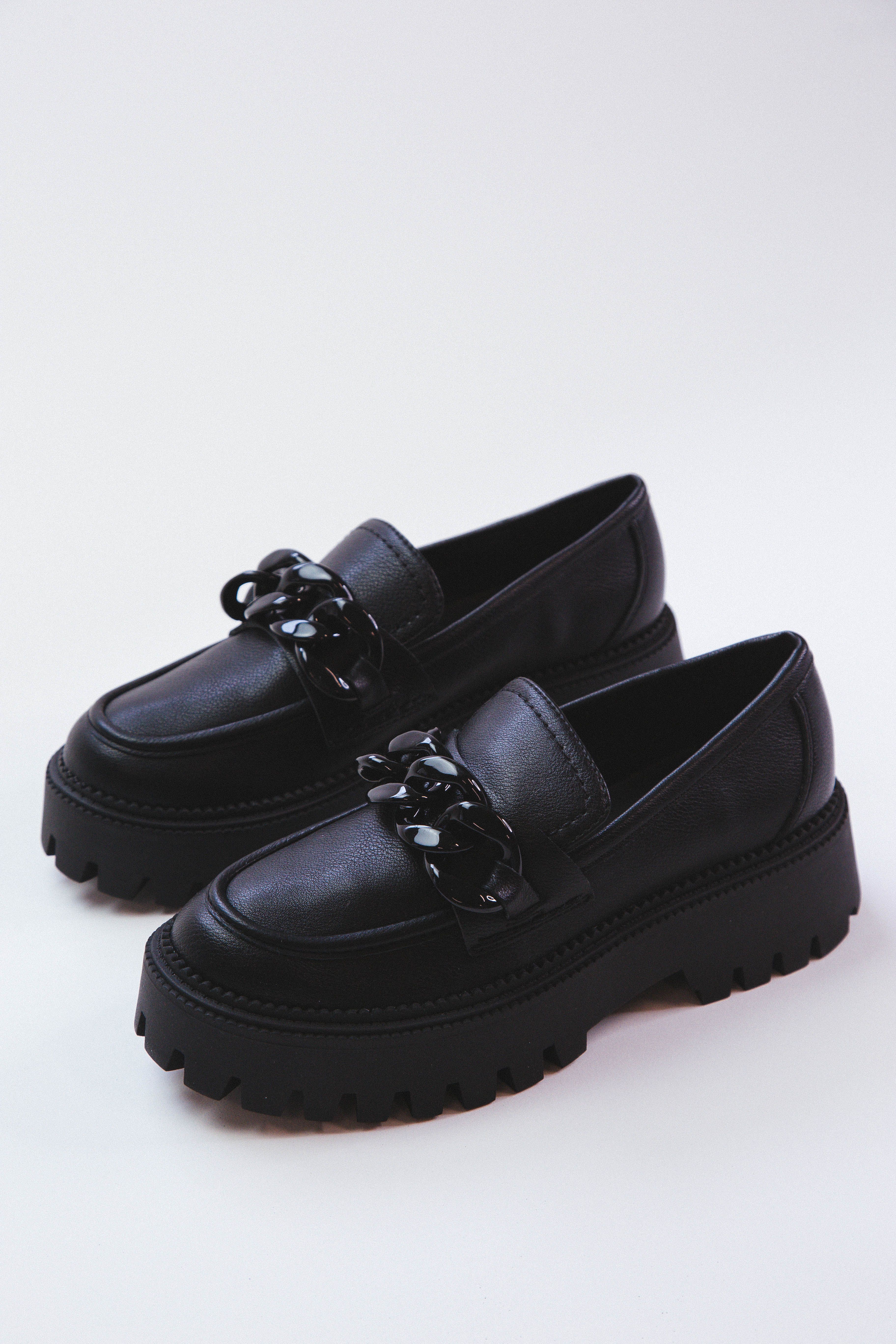 Larazzo Chain Platform Lug Sole Loafer, Black | DV By Dolce Vita sold by North & Main Clothing Company