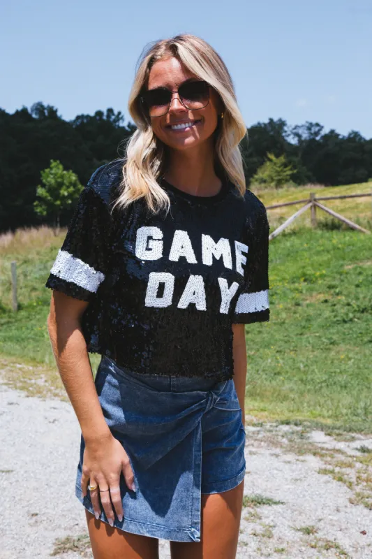Game Day Sequins Top, Black sold by North & Main Clothing Company