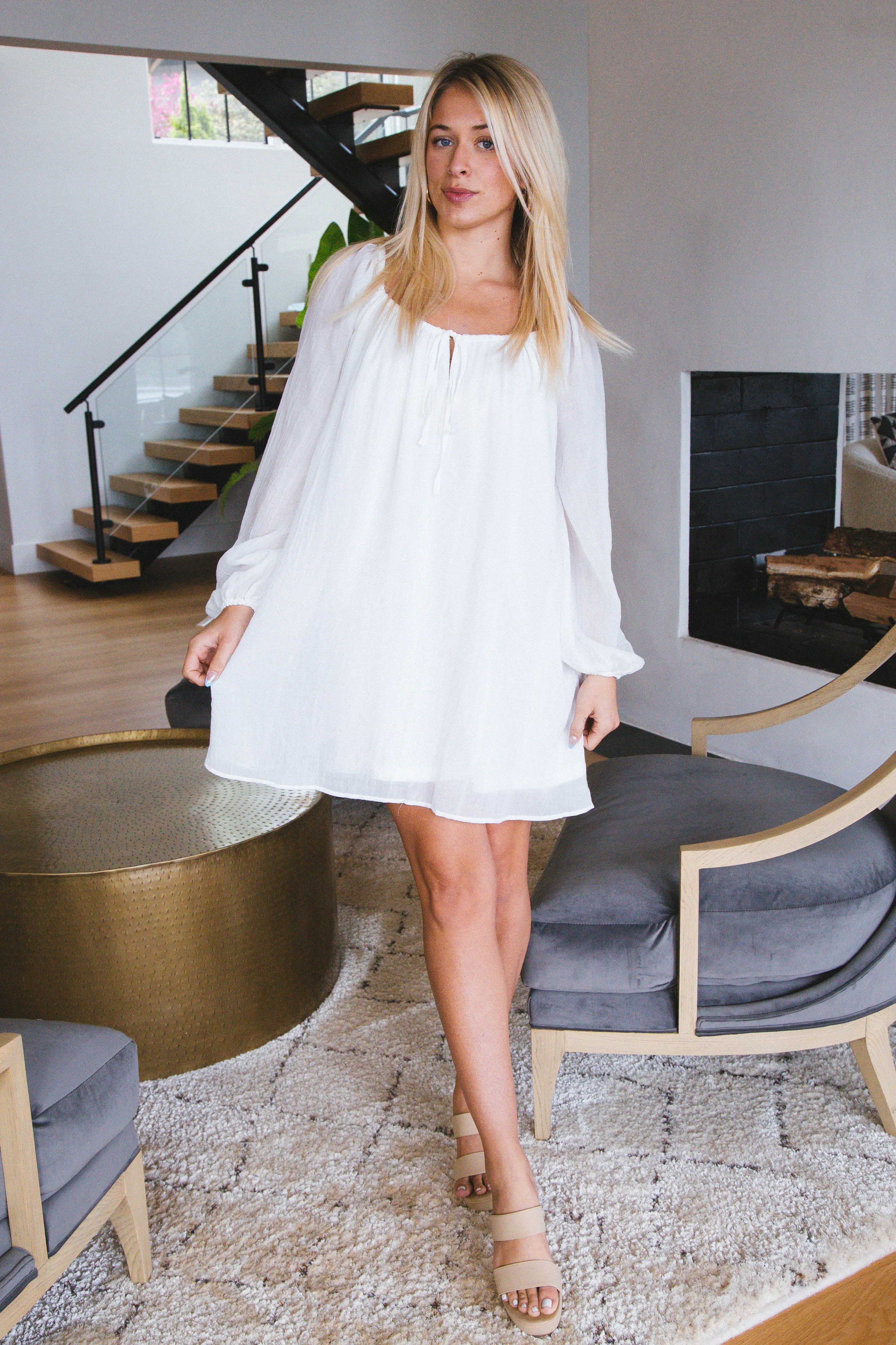 Coastal Flowy Mini Dress, White | Sadie & Sage sold by North & Main Clothing Company product image thumbnail 3