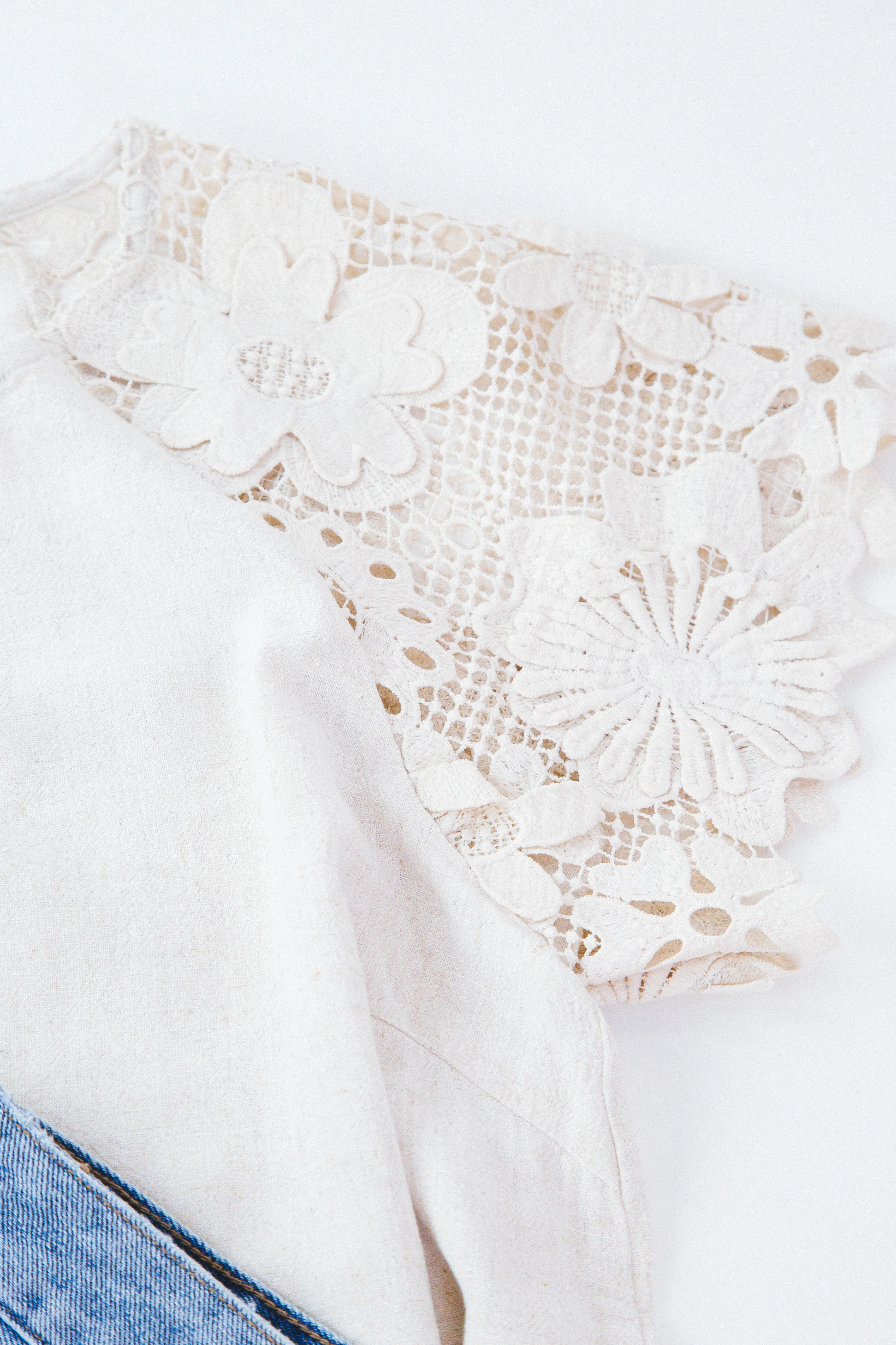 Sloane Floral Lace Top, Oatmeal sold by North & Main Clothing Company product image thumbnail 2
