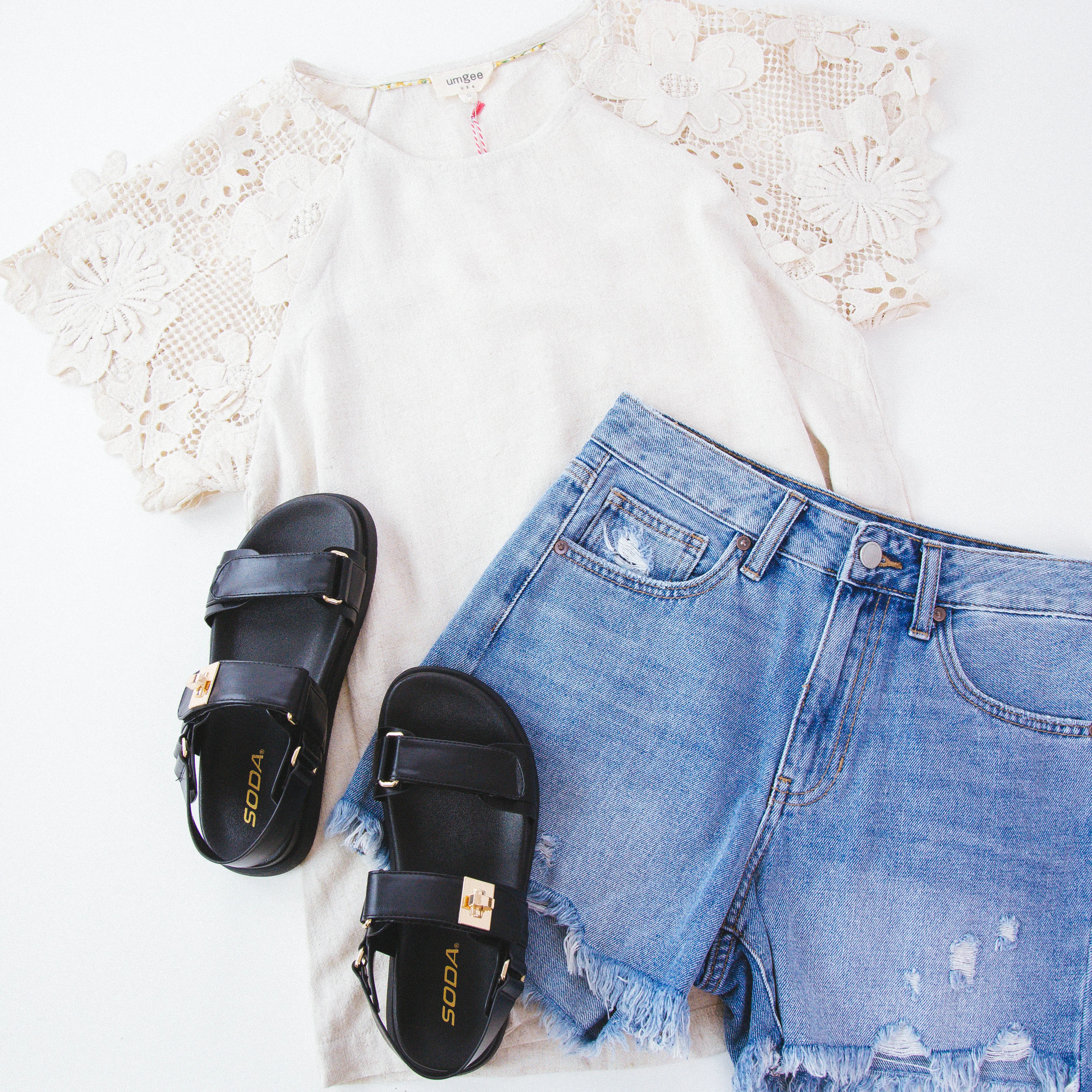 Sloane Floral Lace Top, Oatmeal sold by North & Main Clothing Company product image thumbnail 4