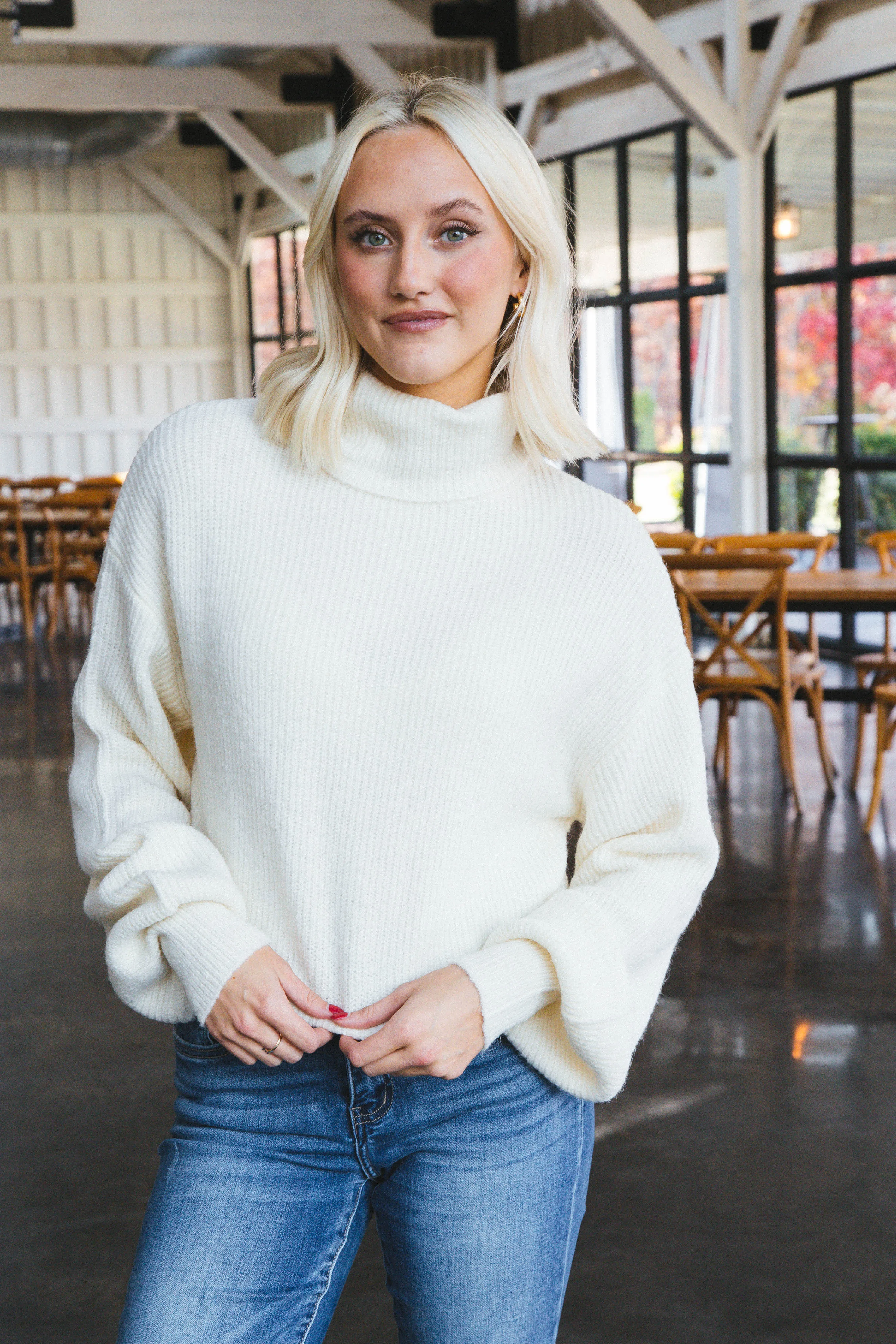 Layla Cropped Turtleneck, Cream sold by North & Main Clothing Company product image thumbnail 4