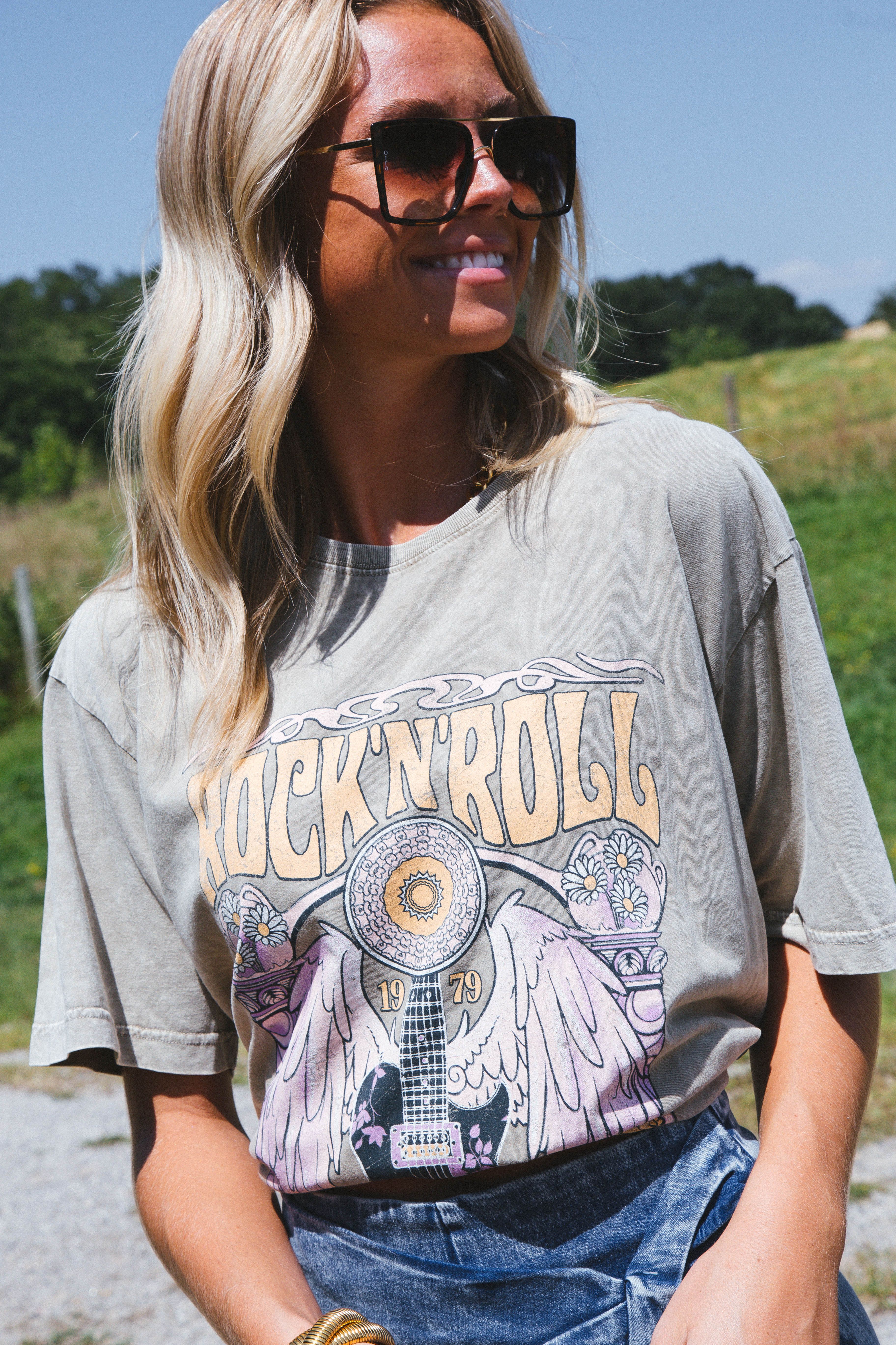 Rock N Roll World Tour Tee, Mocha | Extended Sizes sold by North & Main Clothing Company product image thumbnail 5