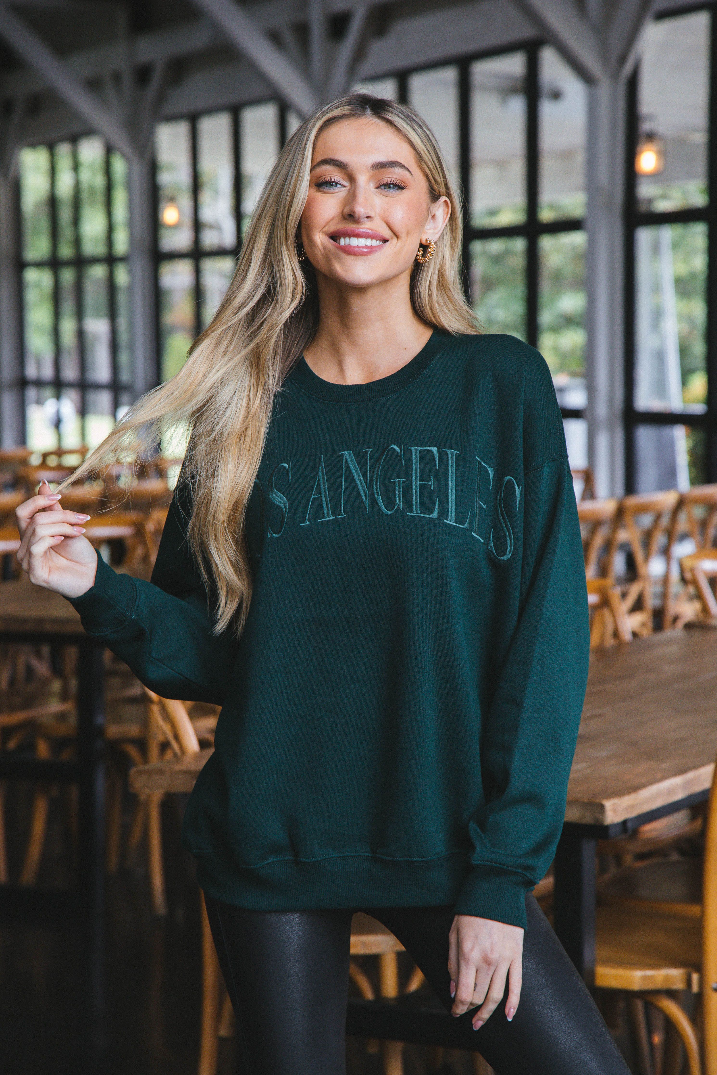 Los Angeles Embroidered Sweatshirt, Hunter Green sold by North & Main Clothing Company product image thumbnail 2