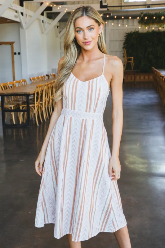 Margaret Printed Midi Dress, White Coral sold by North & Main Clothing Company