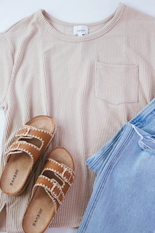 Cora Ribbed Tunic Top, Taupe | Plus Size sold by North & Main Clothing Company