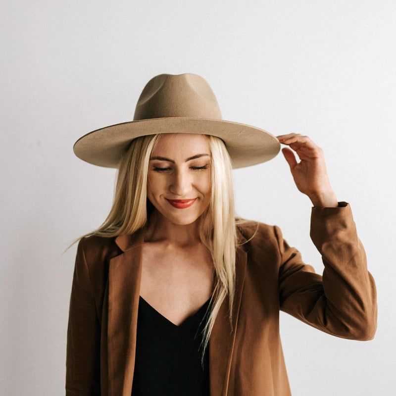 Emma Wide Brim Fedora, Tan | Gigi Pip sold by North & Main Clothing Company product image thumbnail 5