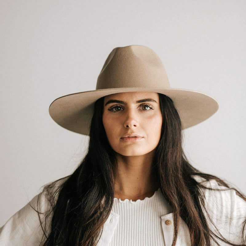 Emma Wide Brim Fedora, Tan | Gigi Pip sold by North & Main Clothing Company product image thumbnail 3