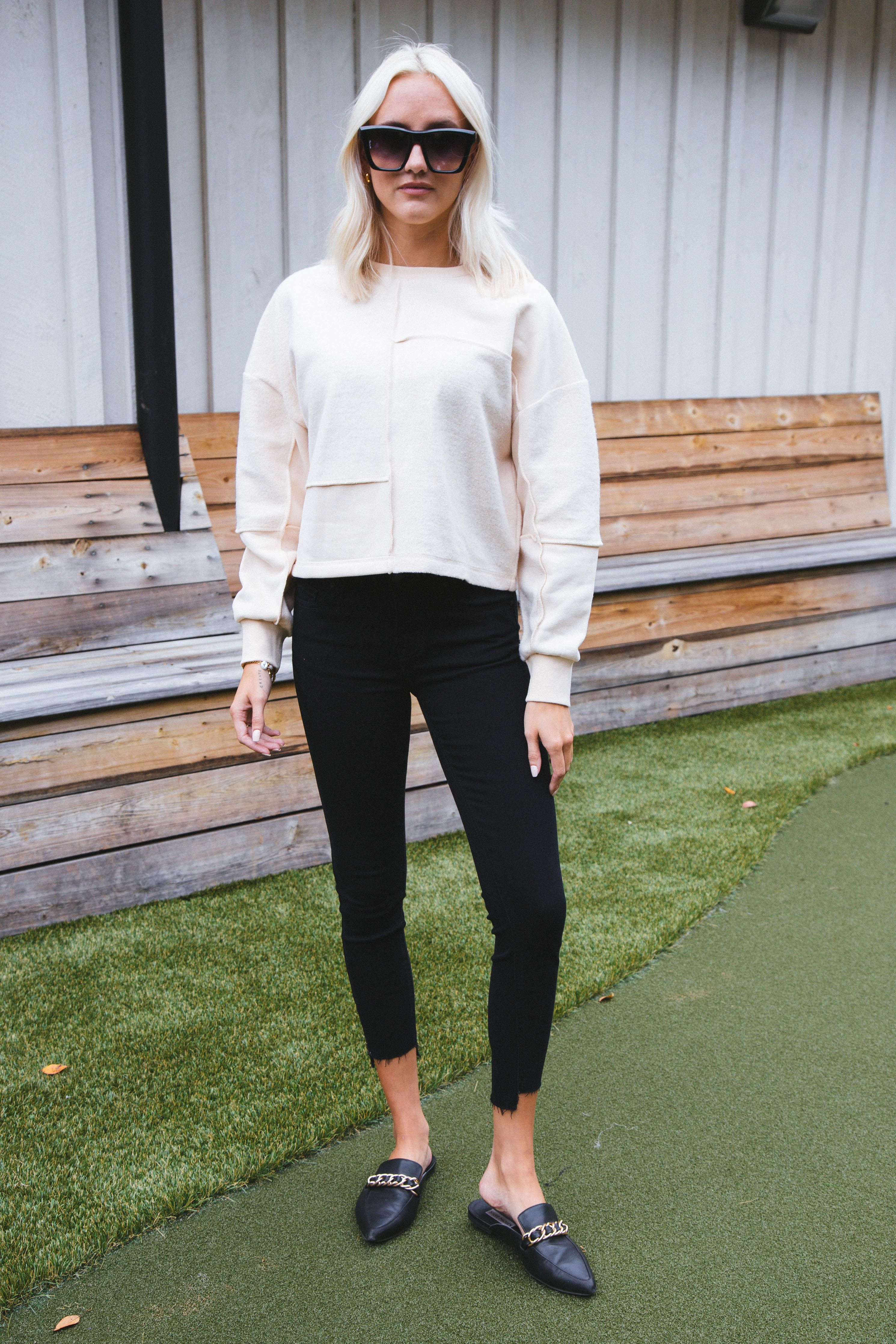 Paige Contrast Knit Top, Cream sold by North & Main Clothing Company product image thumbnail 3
