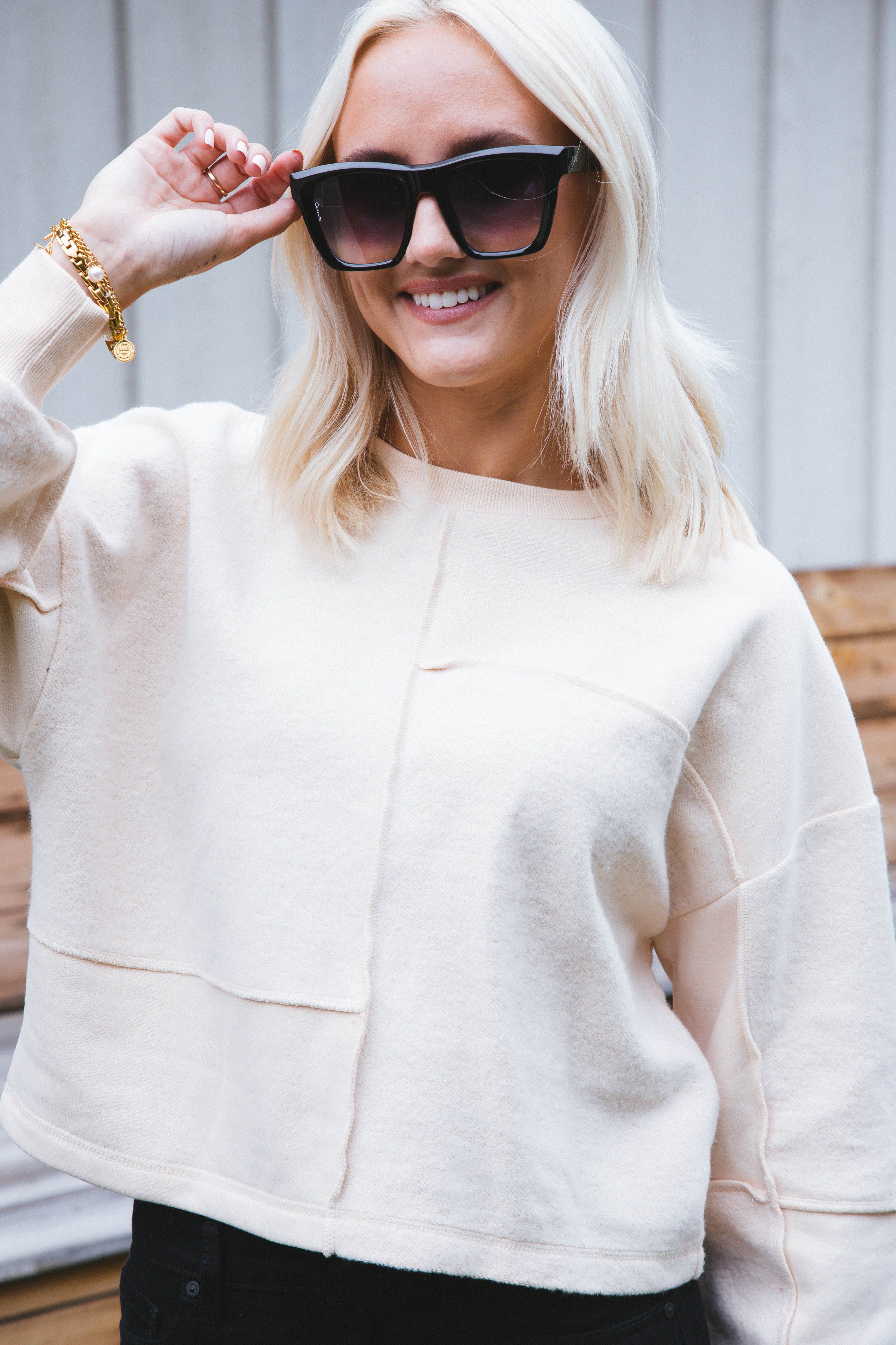 Paige Contrast Knit Top, Cream sold by North & Main Clothing Company product image thumbnail 5