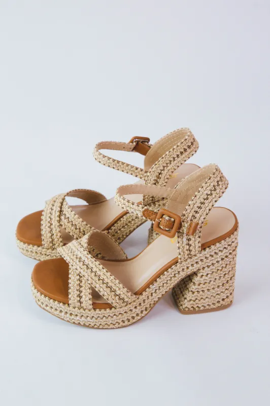 Yara Raffia Platform Dress Sandal, Natural/Tan sold by North & Main Clothing Company