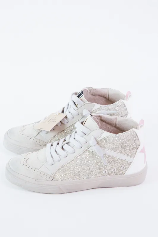 Riley Mid Top Sneaker, Pearl Glitter | ShuShop sold by North & Main Clothing Company